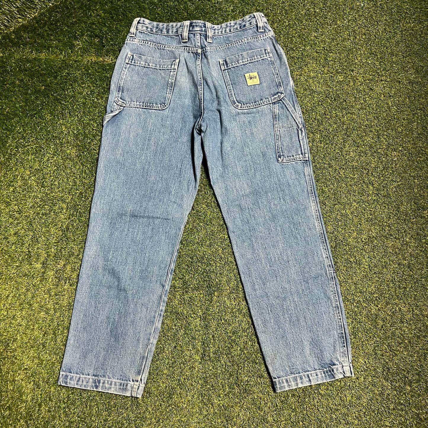 Stussy Workwear Double Knee Blue Denim Jeans Size 31 USED x13785