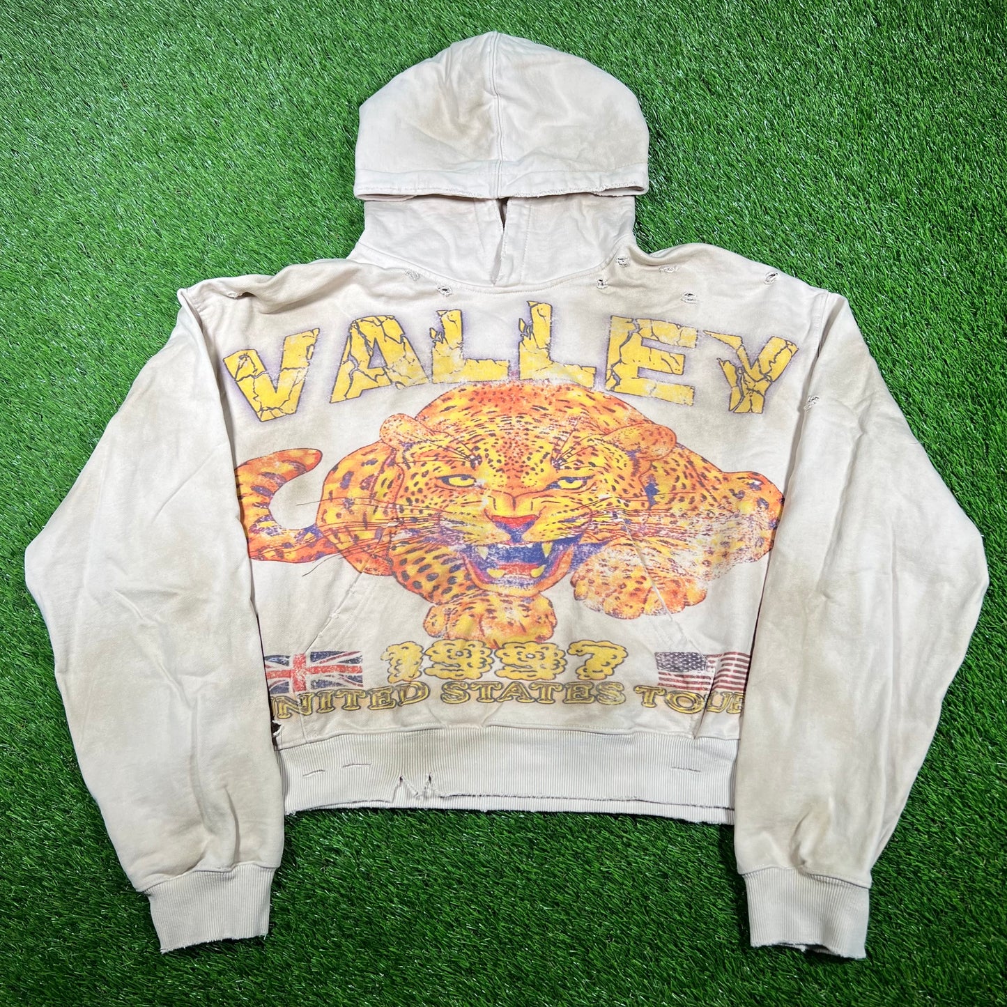 Vale "Vale Sports Division" Tiger Cream Hoodie Size Medium USED x14724