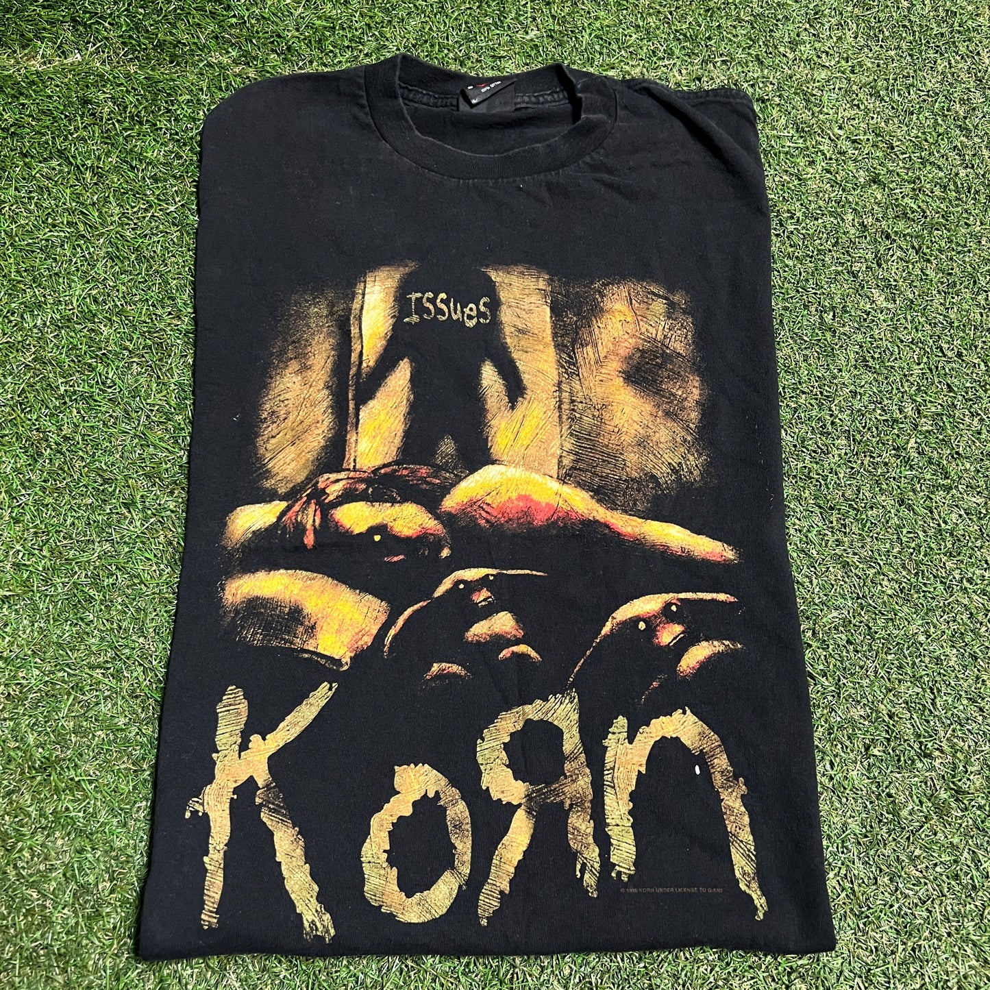 1999 Korn "Issues" Shadow Graphic Black Tee Size Large USED v16349