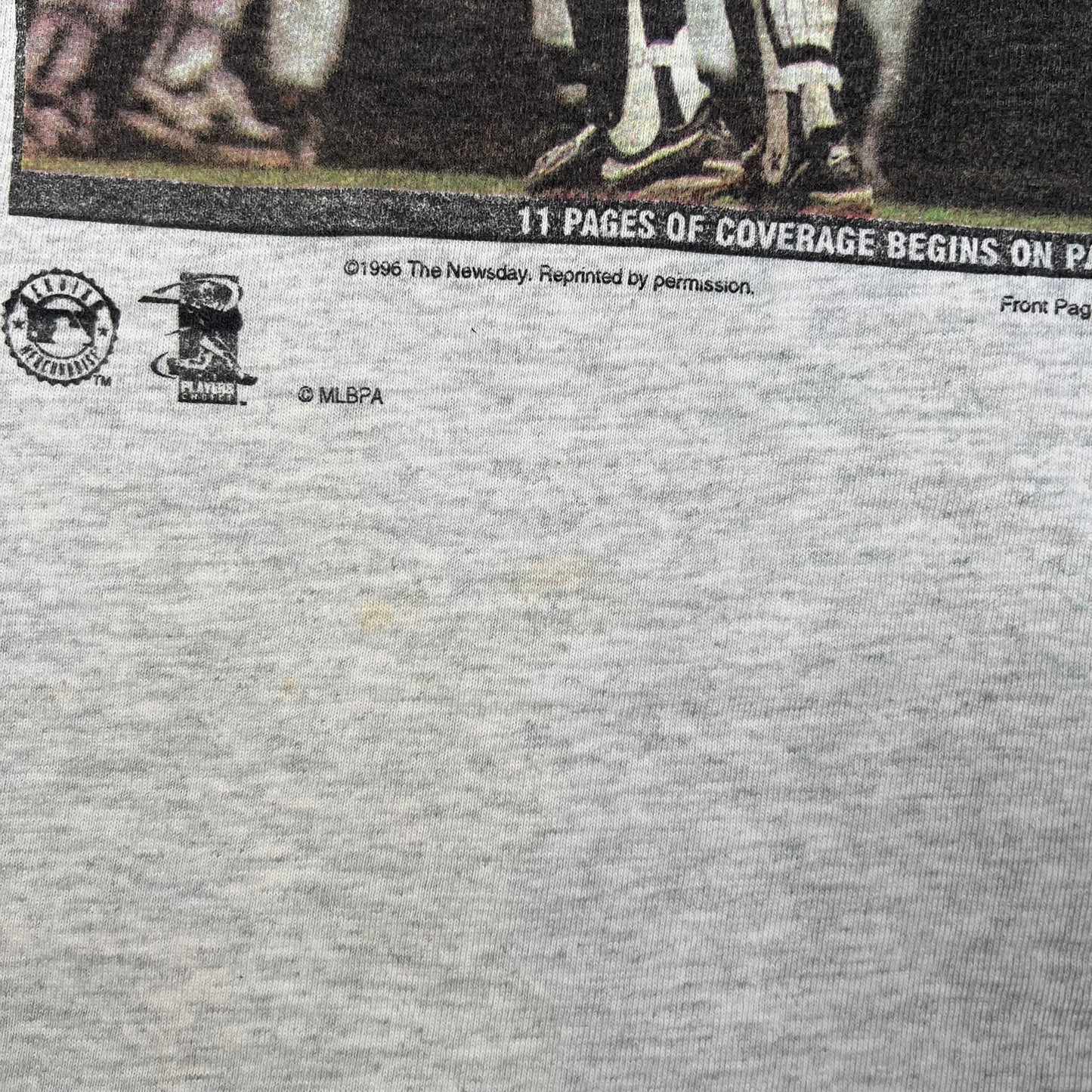 1996 Yankees Newsday Champs Grey Tee Size XL USED v16695