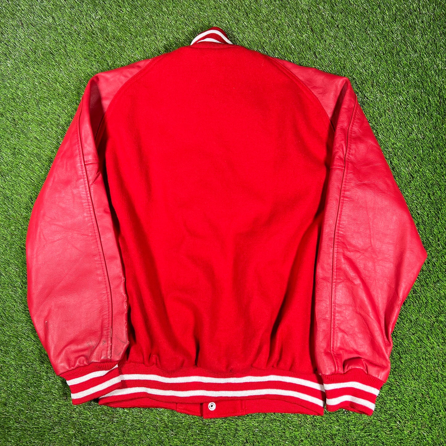 1990s Matts Jacket Red Varsity Jacket Size 44 (XL) USED v17107