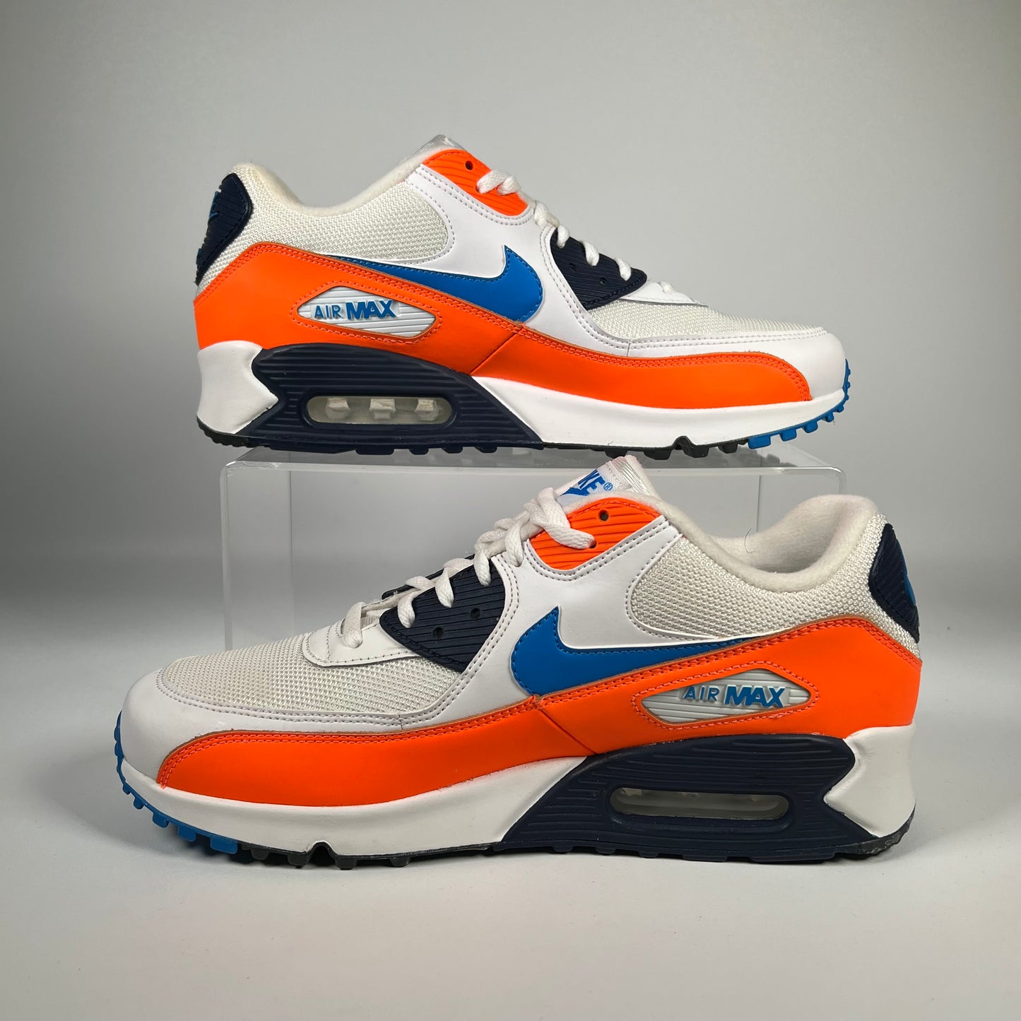 Nike Air Max 90 White Photo Blue Total Orange (2019) Size 10 USED s18084