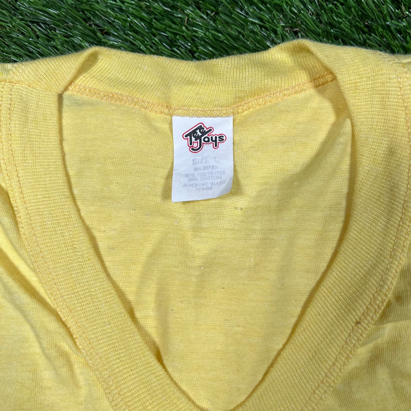 1980s Eagles The Long Run Yellow Tee Size Large USED v17087
