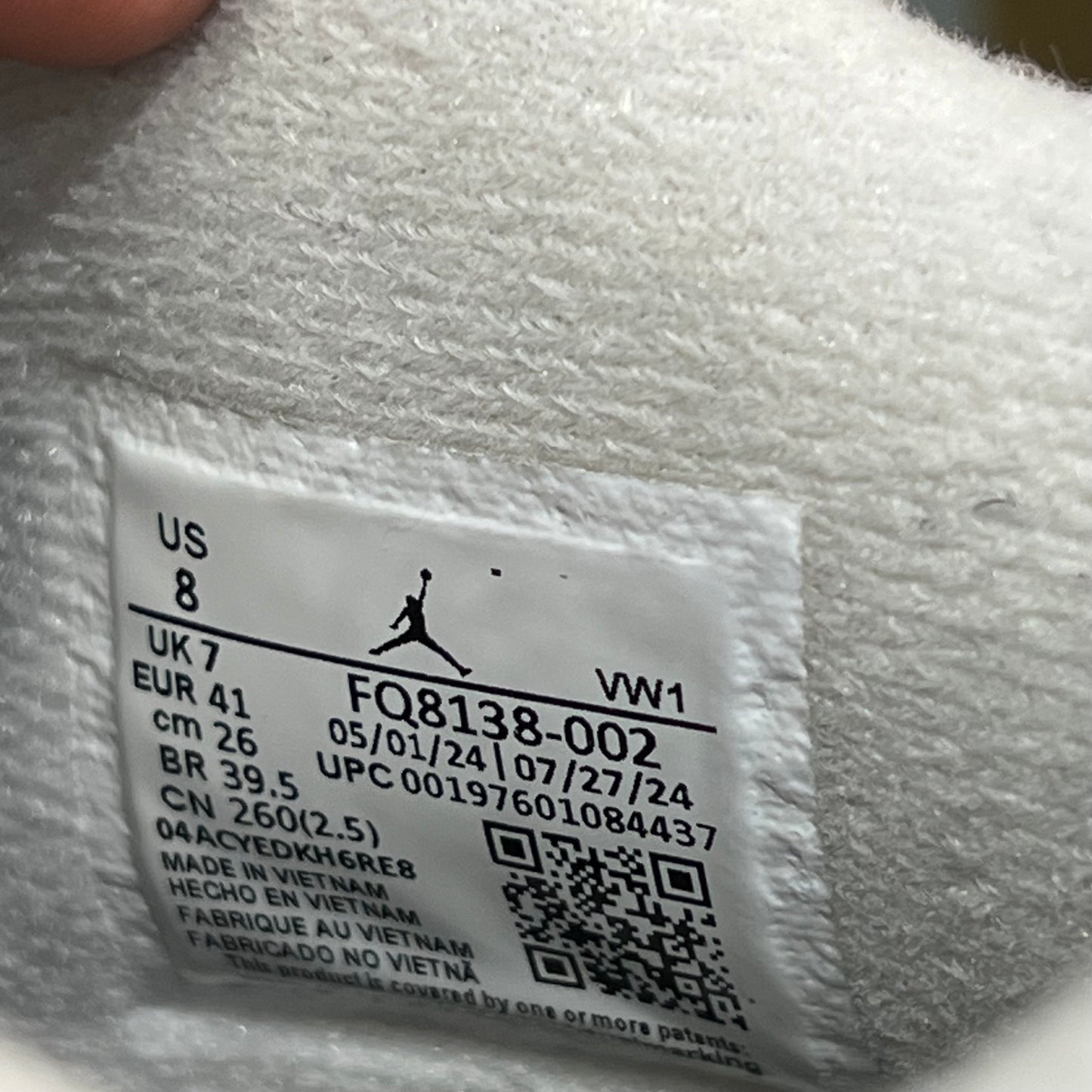Jordan 4 Fear (2024) Size 8 USED s17434