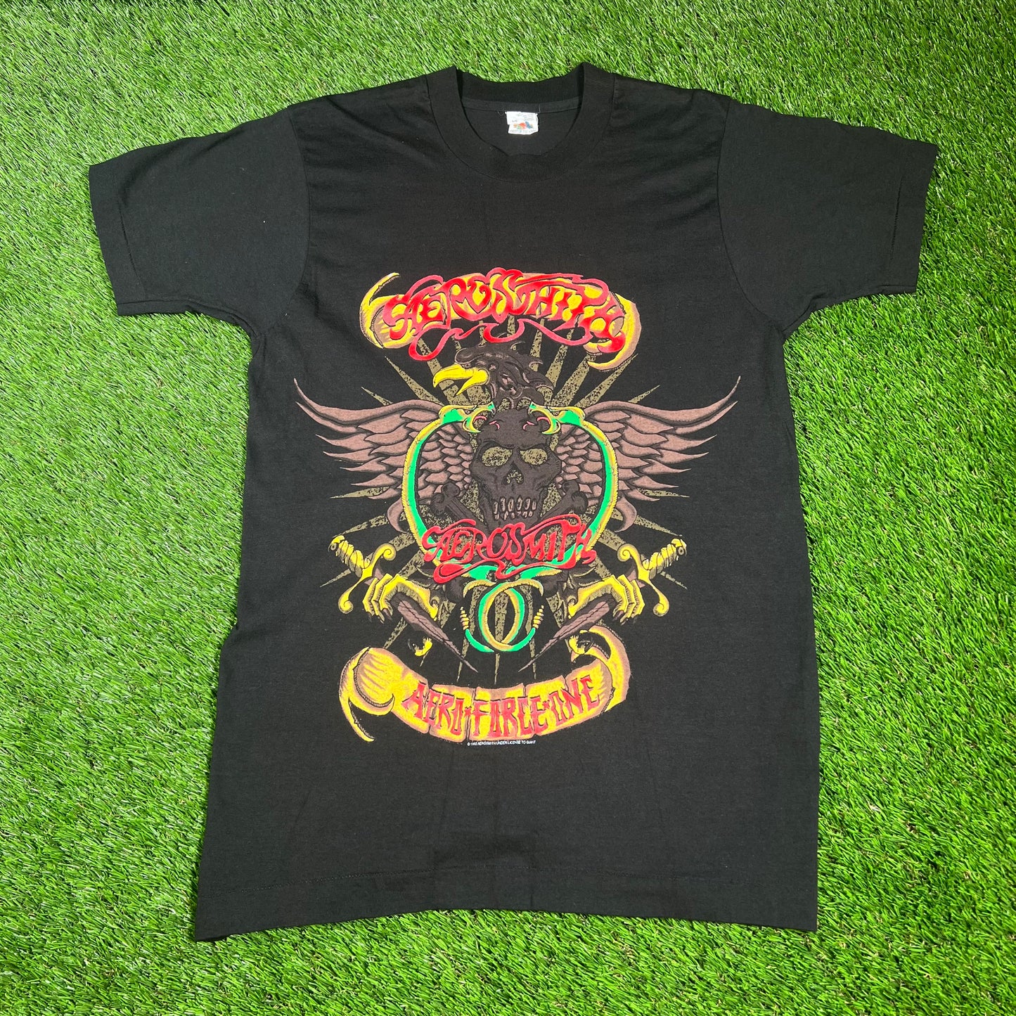 1993 Aerosmith Aero Force One Tour Black Tee Size Large USED v16633