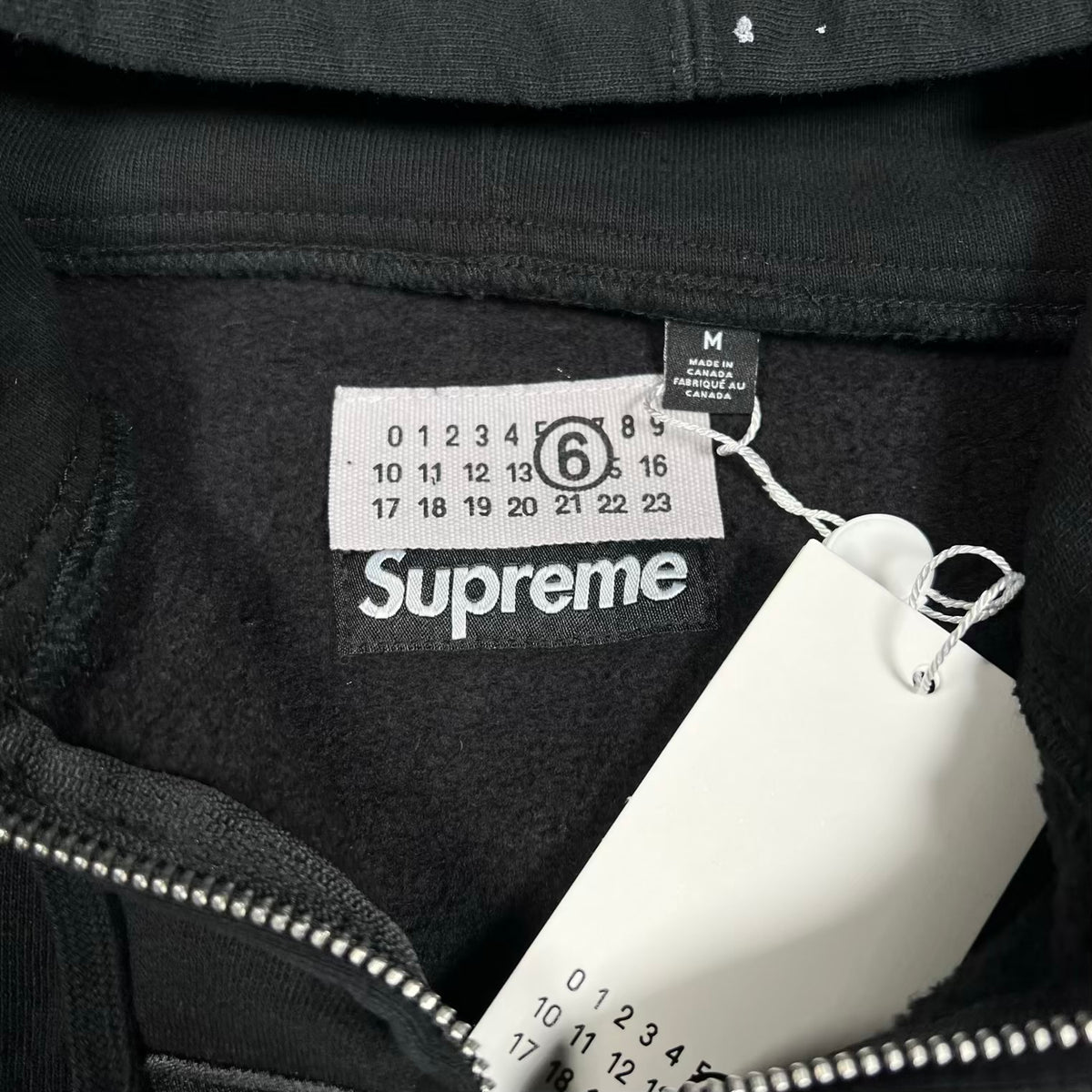 Supreme MM6 Box Logo Black Zip Up Hoodie Size Medium NEW x18912
