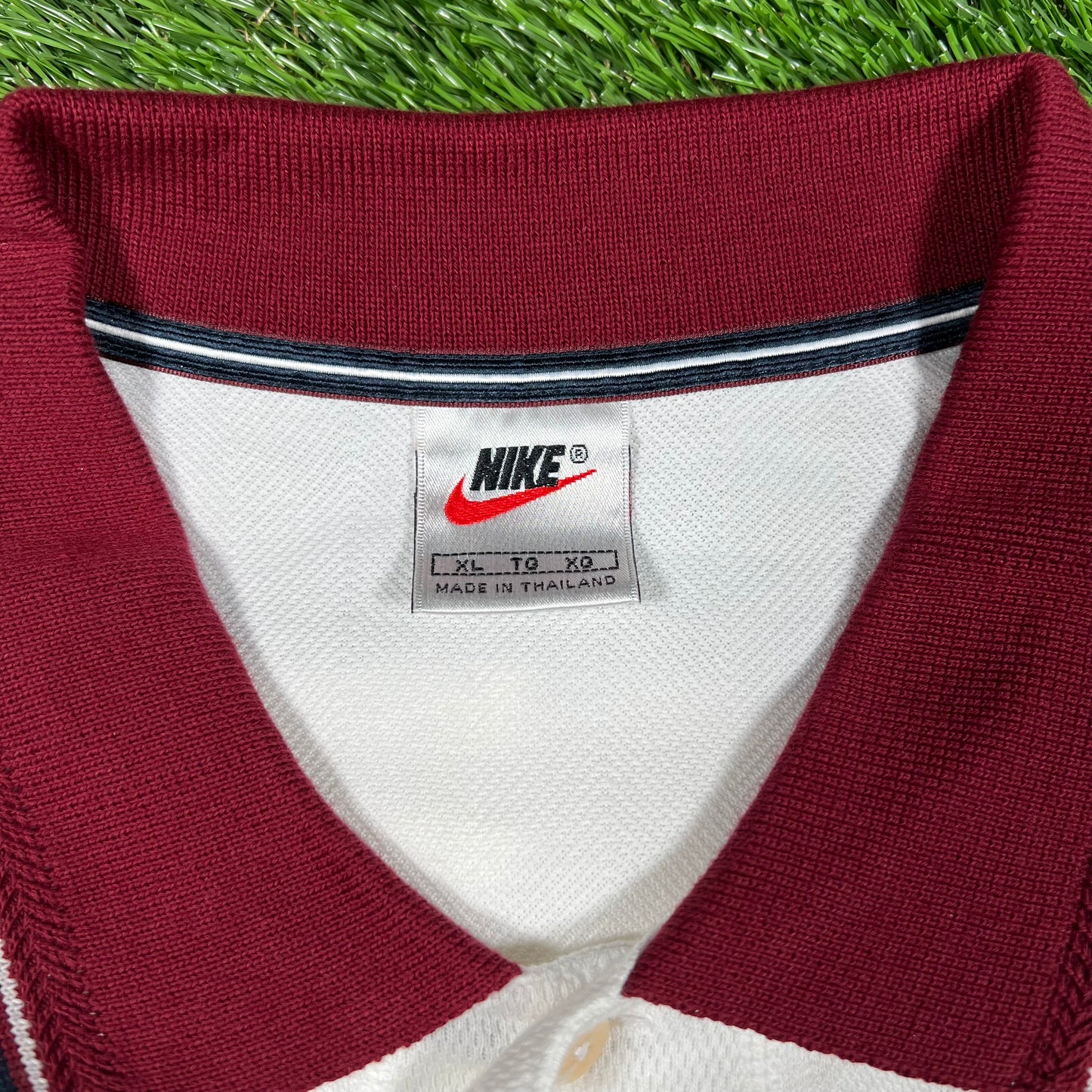 1990s Nike Challange Court White Polo Tee Size XL USED v17094