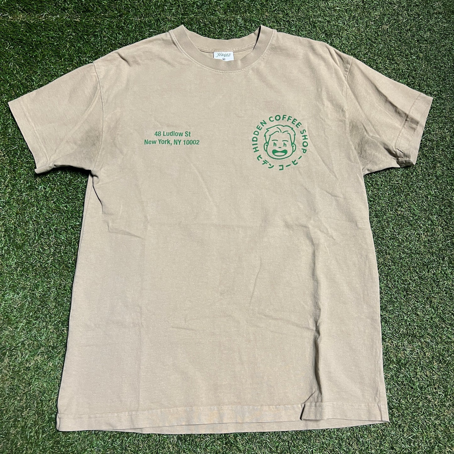 Hidden NY Coffee Shop Tan Tee Size Medium USED x13917