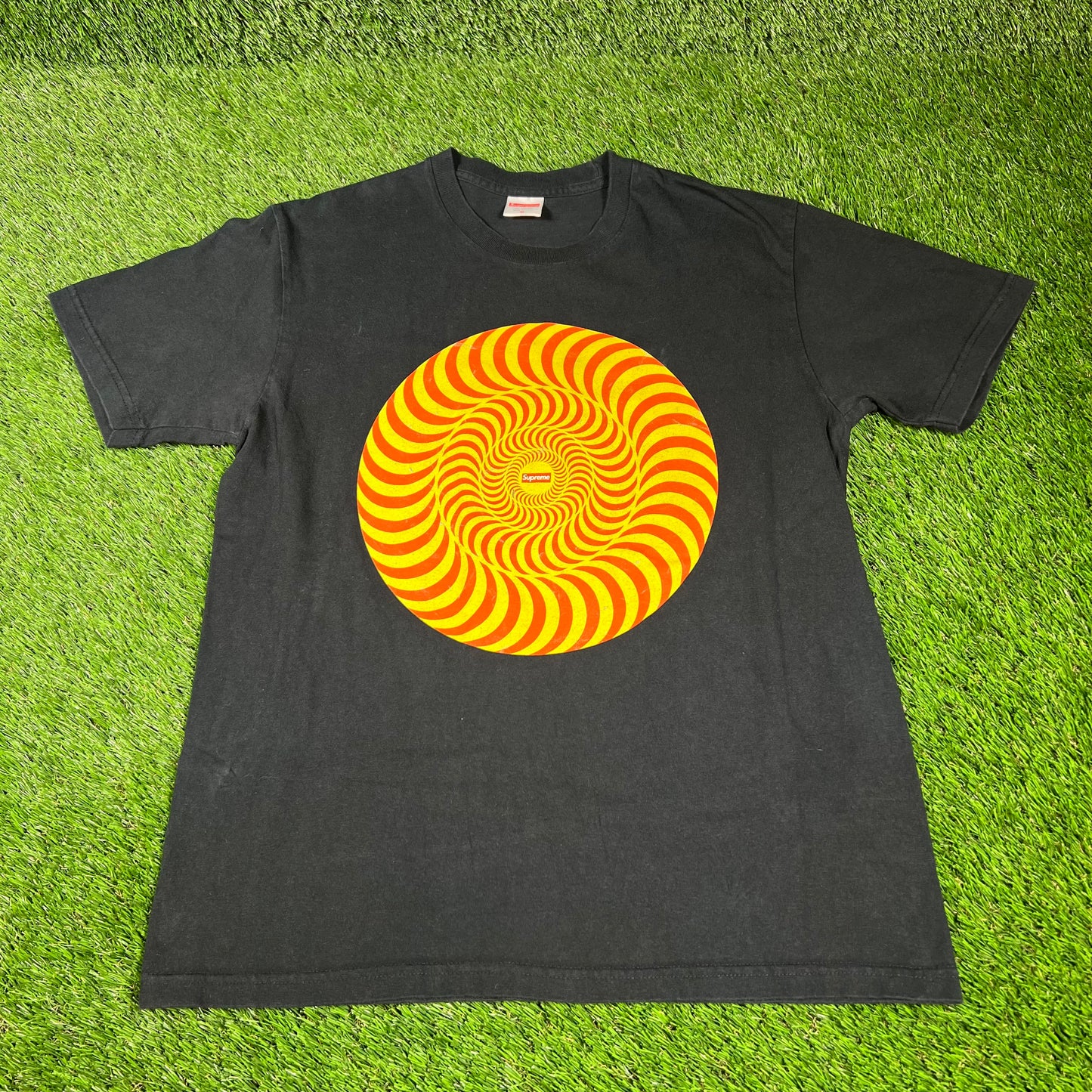 Supreme Spitfire Spinning Logo Black Tee Size Medium USED x14403