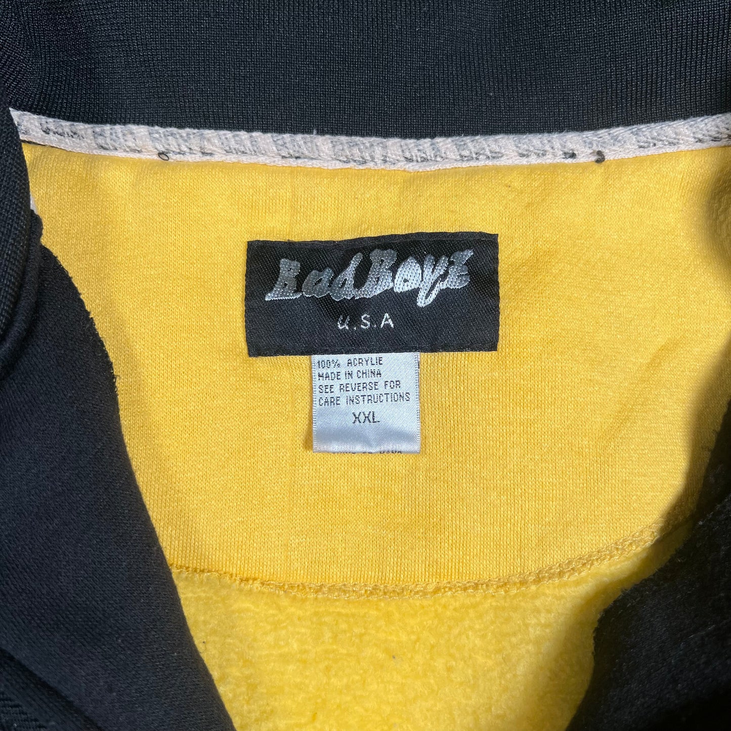 1990s Bad Boys Black/Yellow Half Zip Polo Size XXL USED v18132