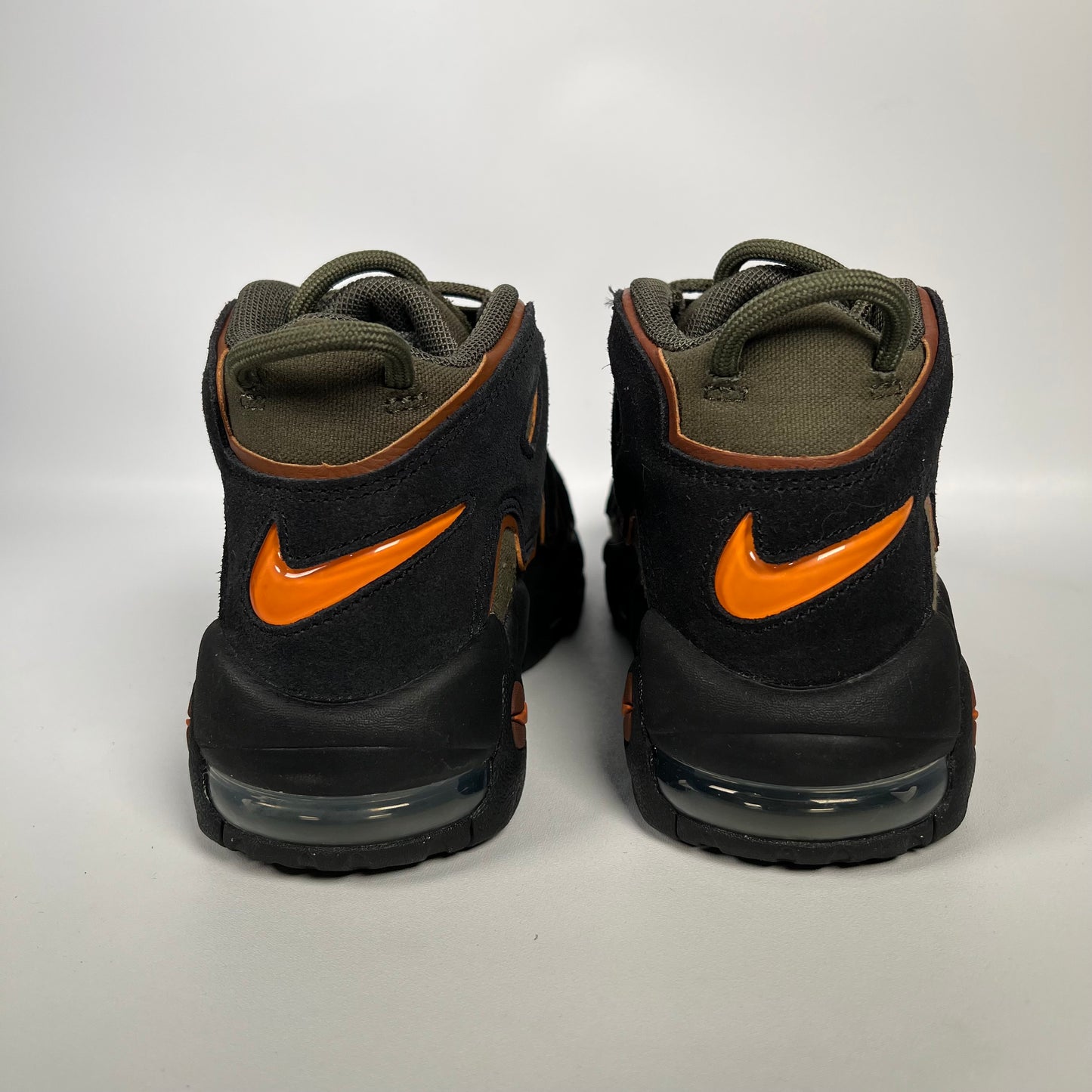 Nike Air More Uptempo 96 Cargo Khaki Alpha Orange (2022) Size 5 USED s17840