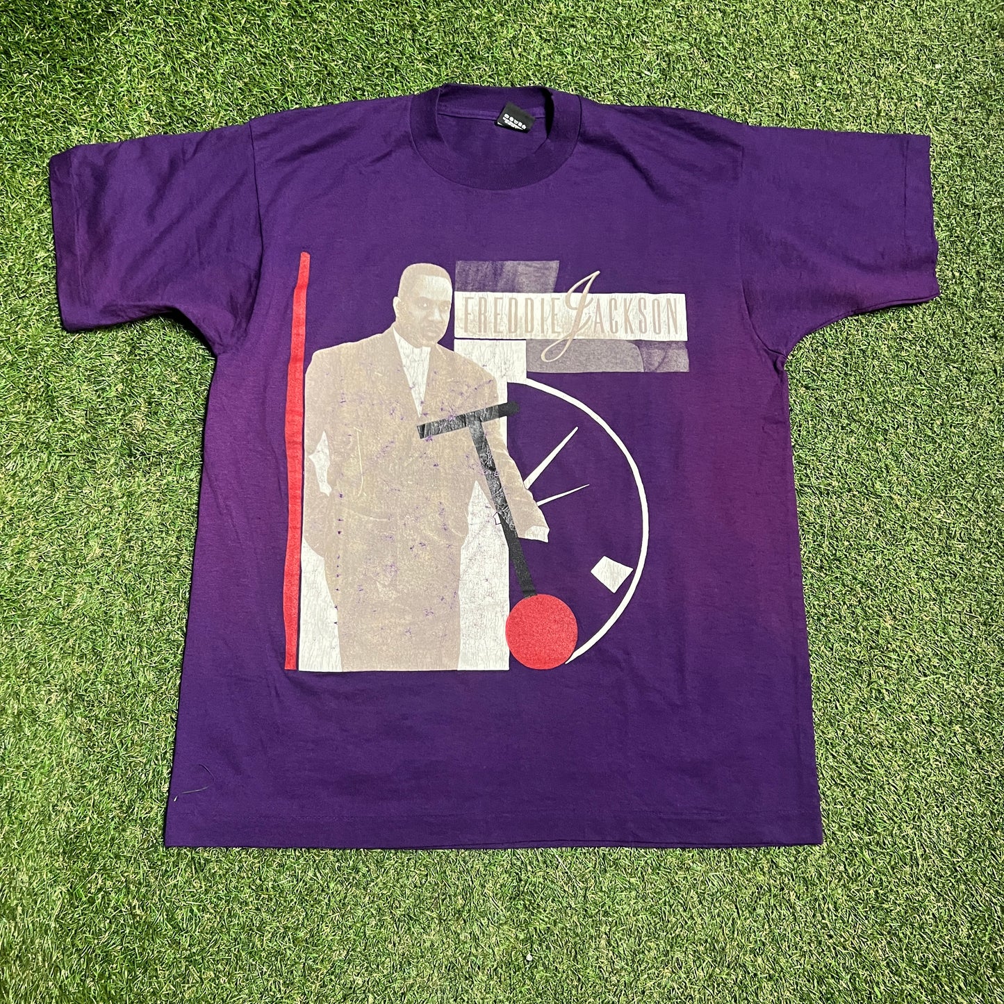 1990s Freddie Jackson Clock Purple Tee Size XL USED v16248