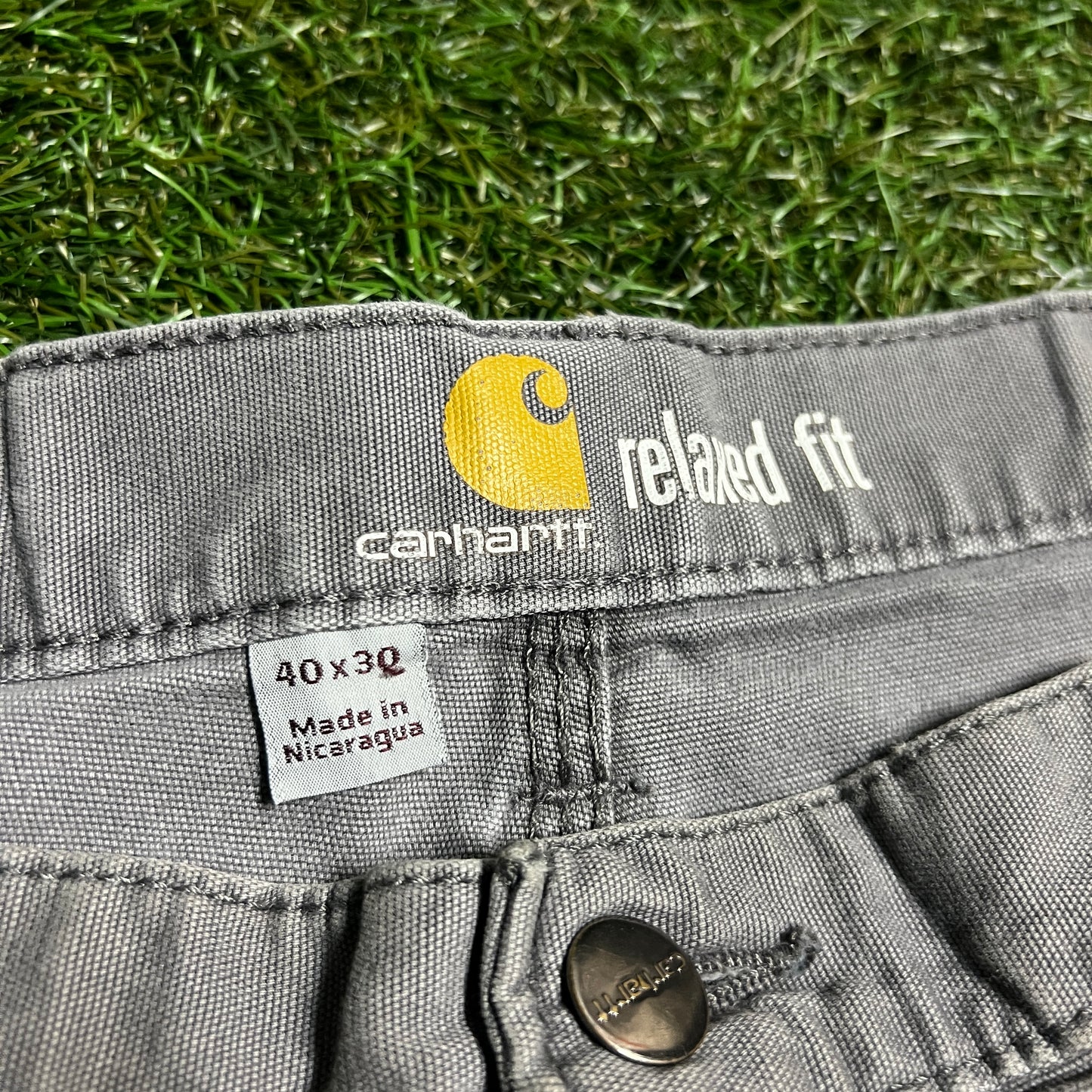 Carhartt Washed Grey Work Pants Size 40x30 USED v16374