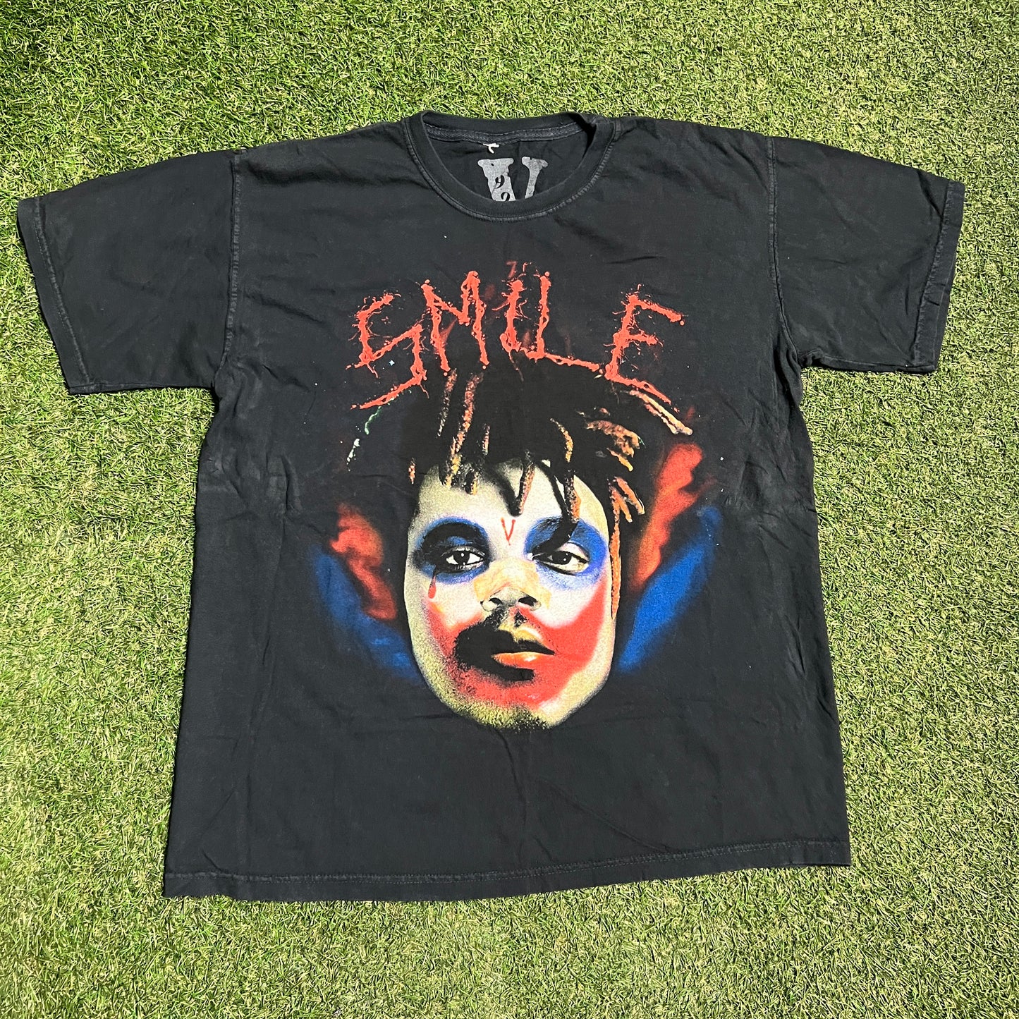 Vlone Juice Wrld "Smile Clown" Black Tee Size Large USED x13627