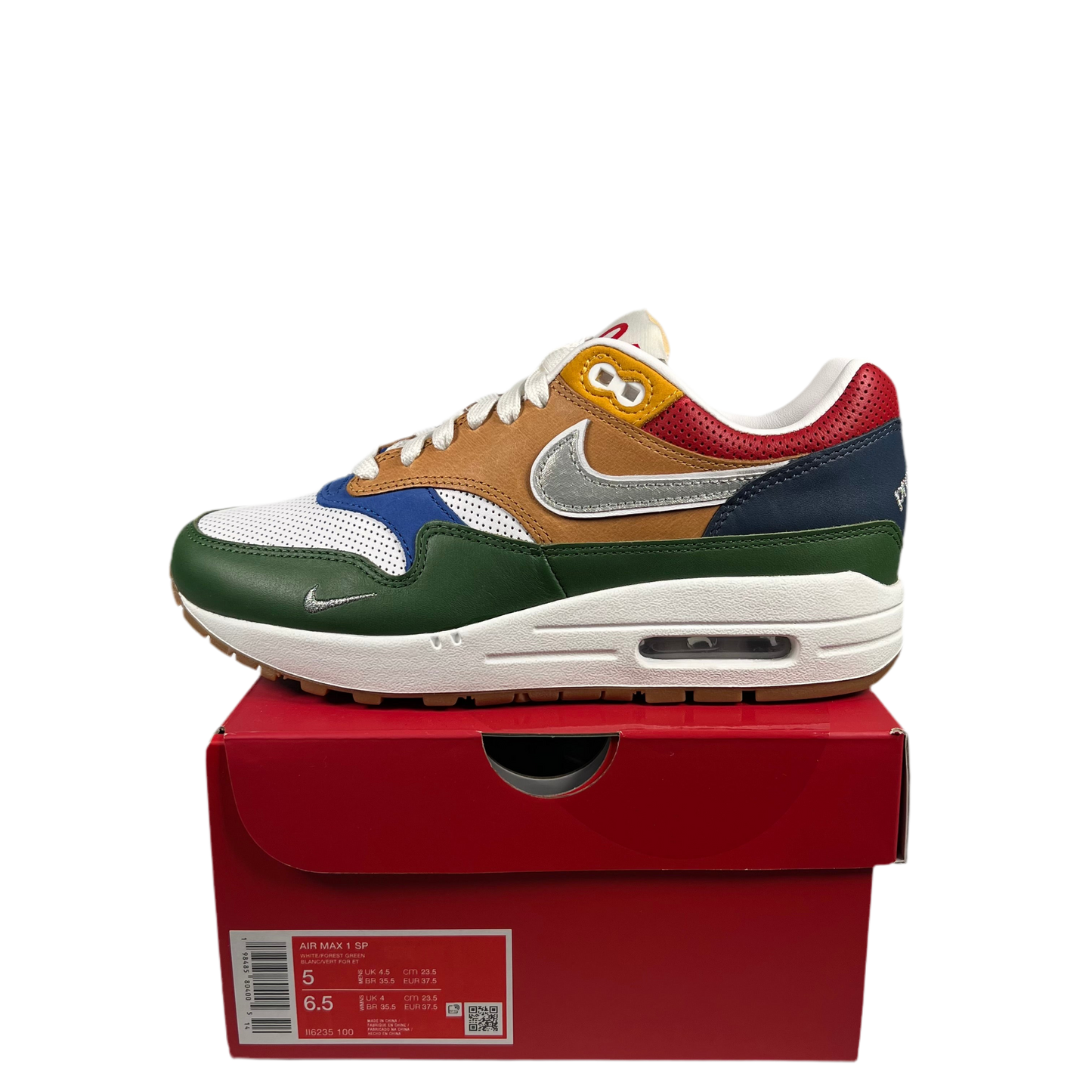 Nike Air Max 1 Premium Goods White Forest Green #660 Size 5 NEW s18219