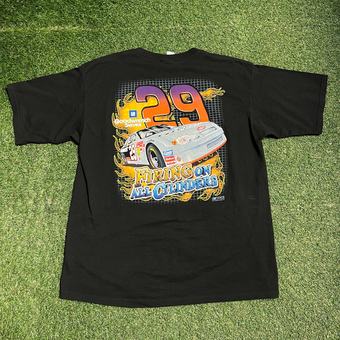 Y2K Track Hot Shot Racing Black Tee Size XL USED v16453