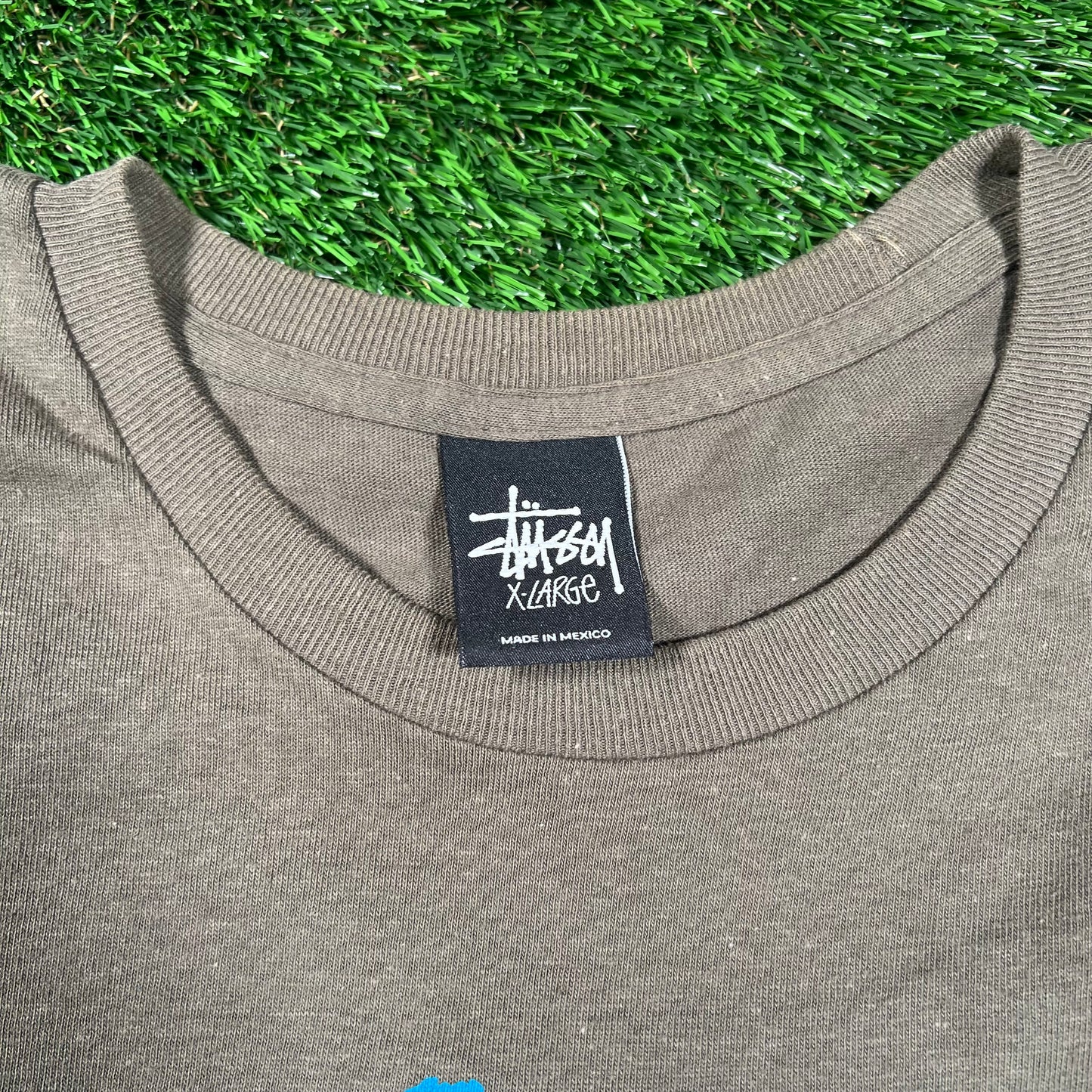 Y2K Stussy Olive International Sound System Tee Size XL USED x16475