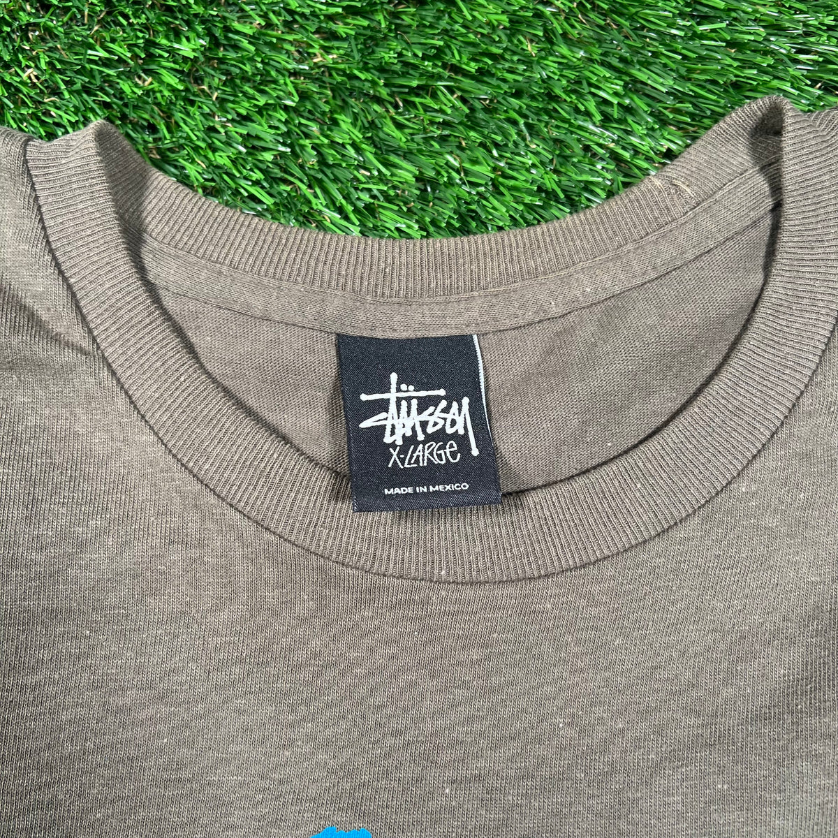 Y2K Stussy Olive International Sound System Tee Size XL USED x16475