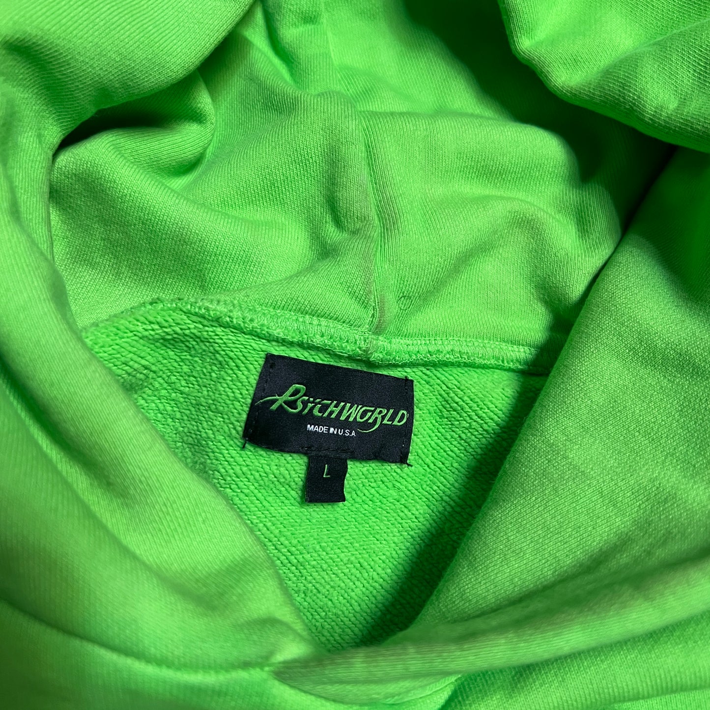 Psychworld Middle Logo Green Hoodie Size Large USED x13480