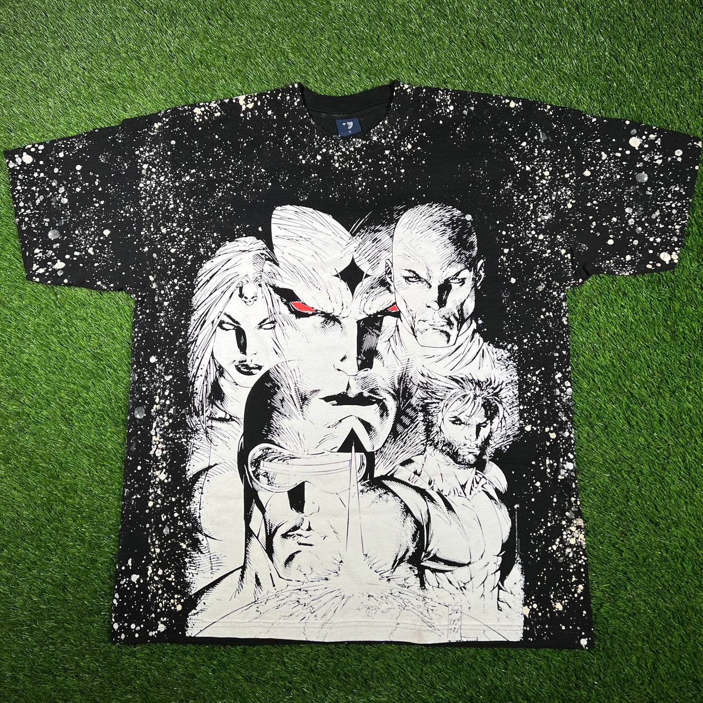 Mask and Disguise M.A.D. Marvel "X-Men" AOP Black Tee Size XL USED v17077