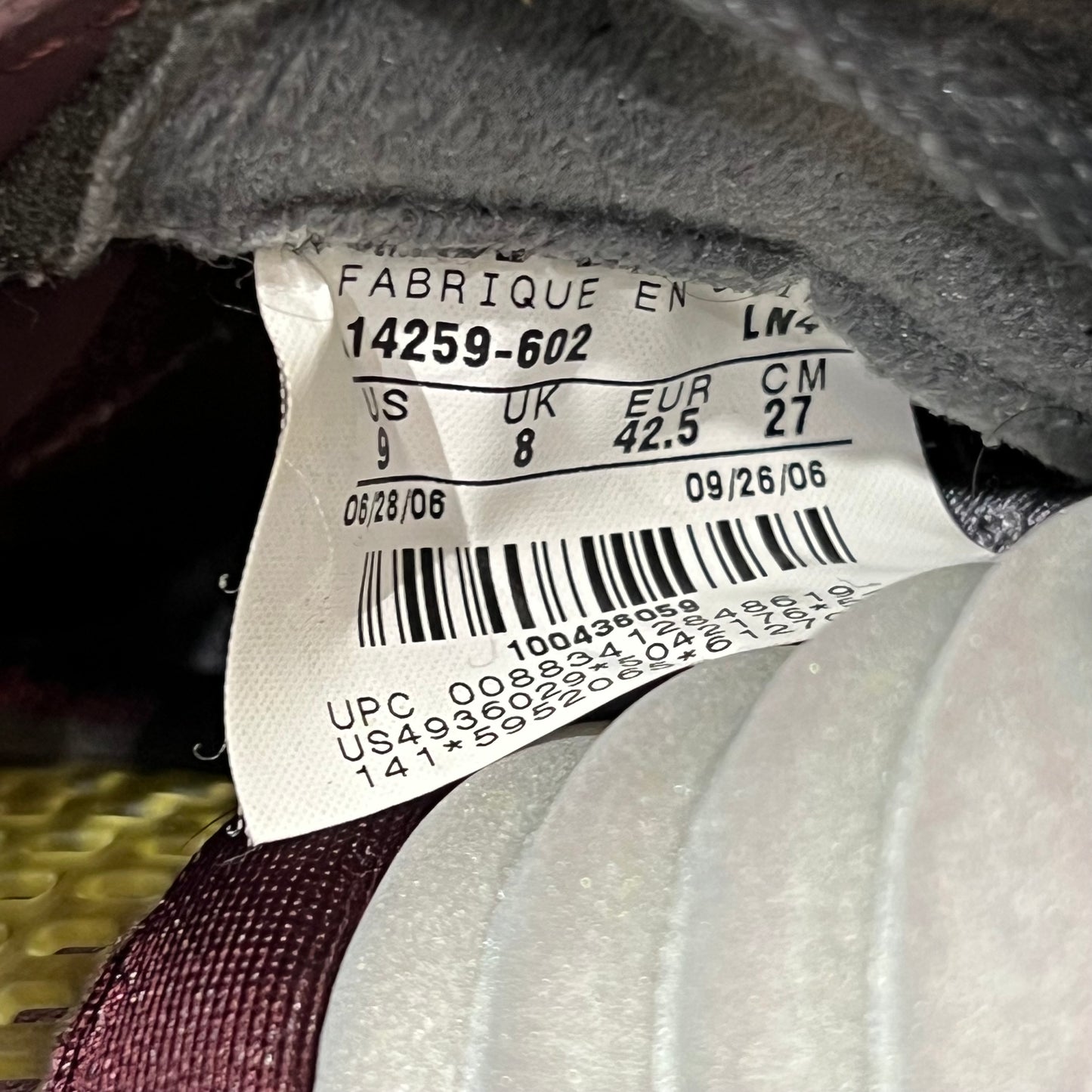 Jordan 5 Burgundy (2006) Size 9 USED s18248