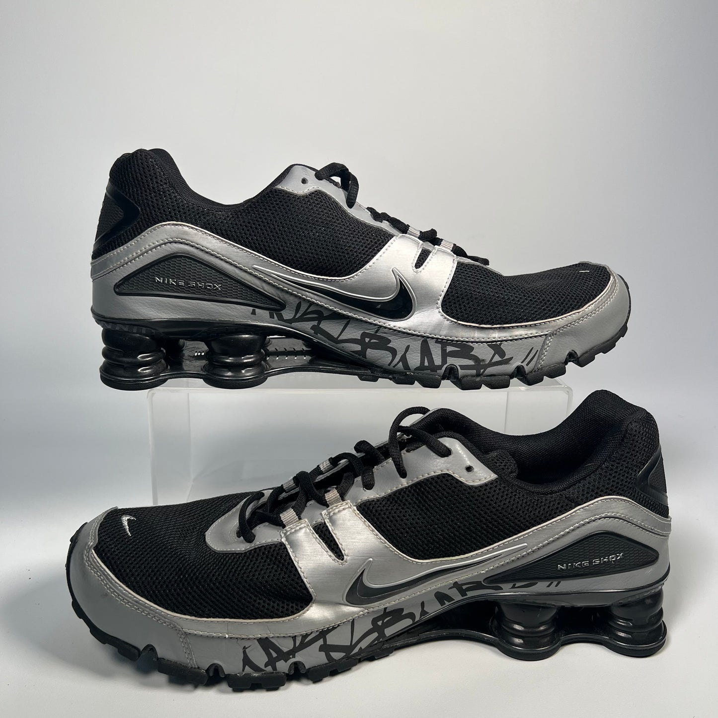Nike Shox Black/Silver Graffiti (2007) Size 14 USED s17673