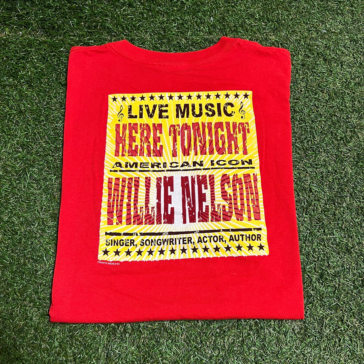 2005 Willie Nelson Honky Tonk Red Tee Size Large USED v16384