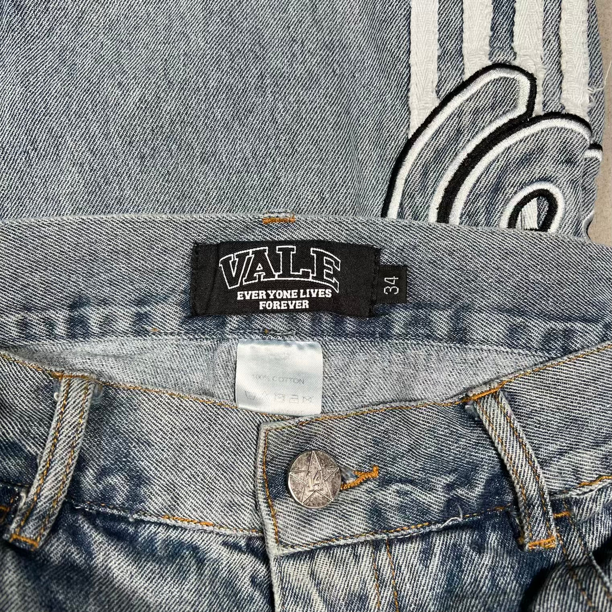 Vale Stone Washed Blue Insignia Blue Jeans Size 34 USED x18926