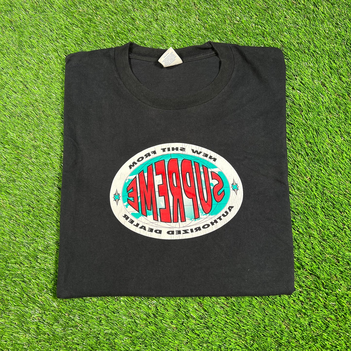 Supreme New Shit Oval Logo Black Tee Size XL USED x14426