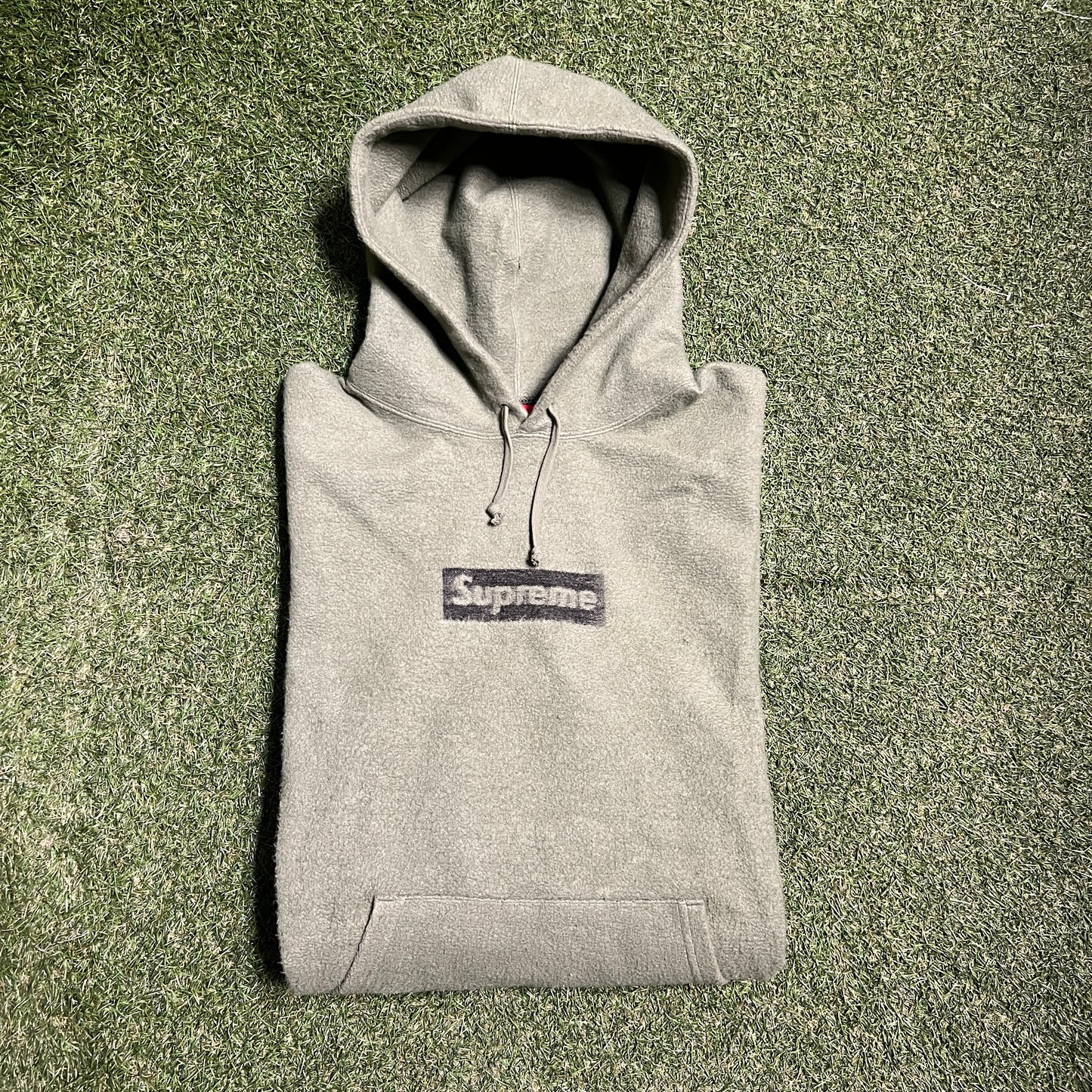 Supreme Box Logo Inside Out Green Hoodie Size XL USED x8482