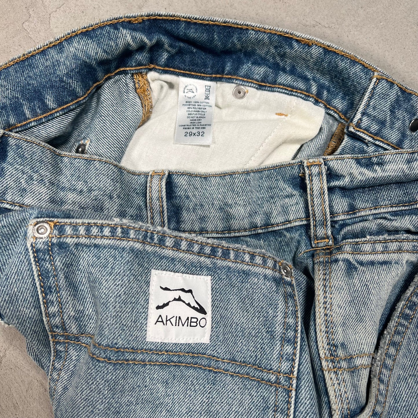 Akimbo Double Knee Workwear Blue Jeans Size 29x32 USED x17204