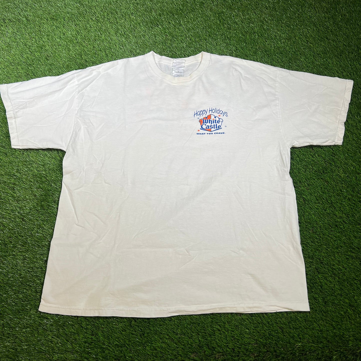 1990s White Castle Happy Holidays White Tee Size XL USED V16541