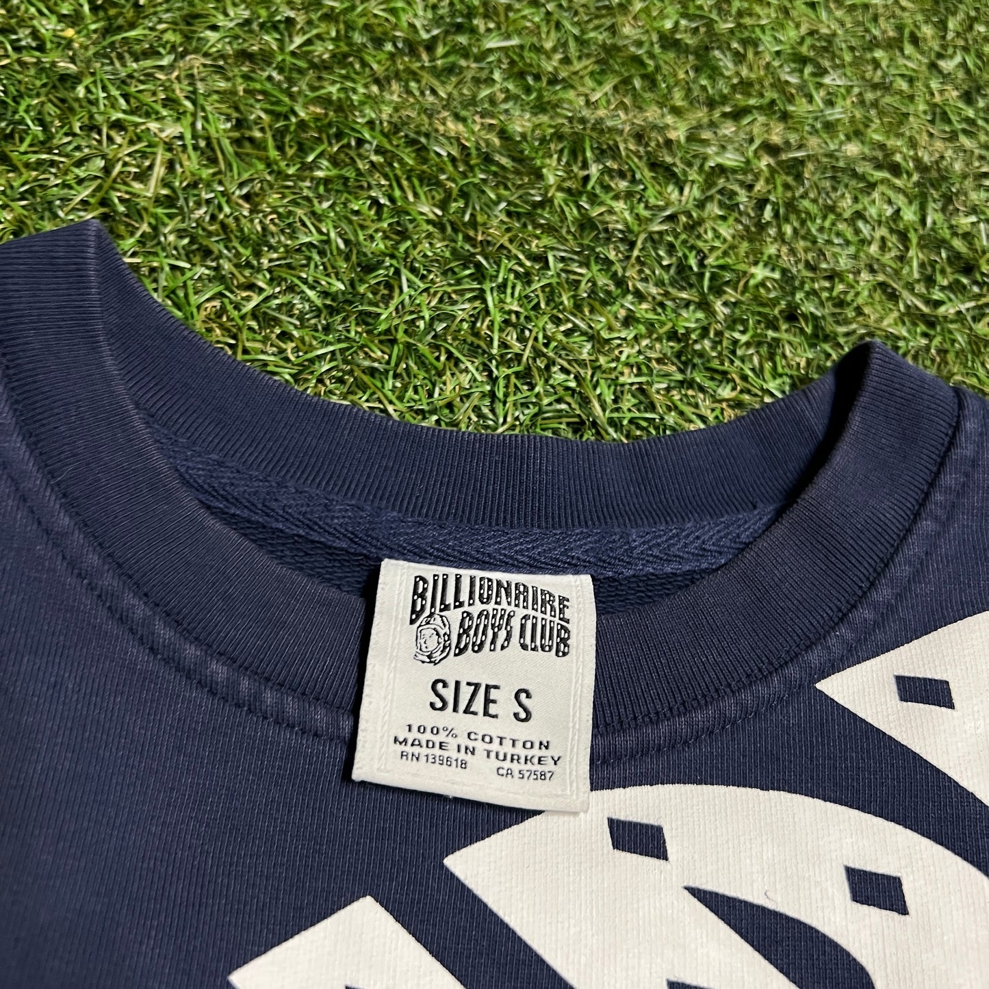 Billionaire Boys Club Chest Spellout Navy Crewneck Size Small USED x13722