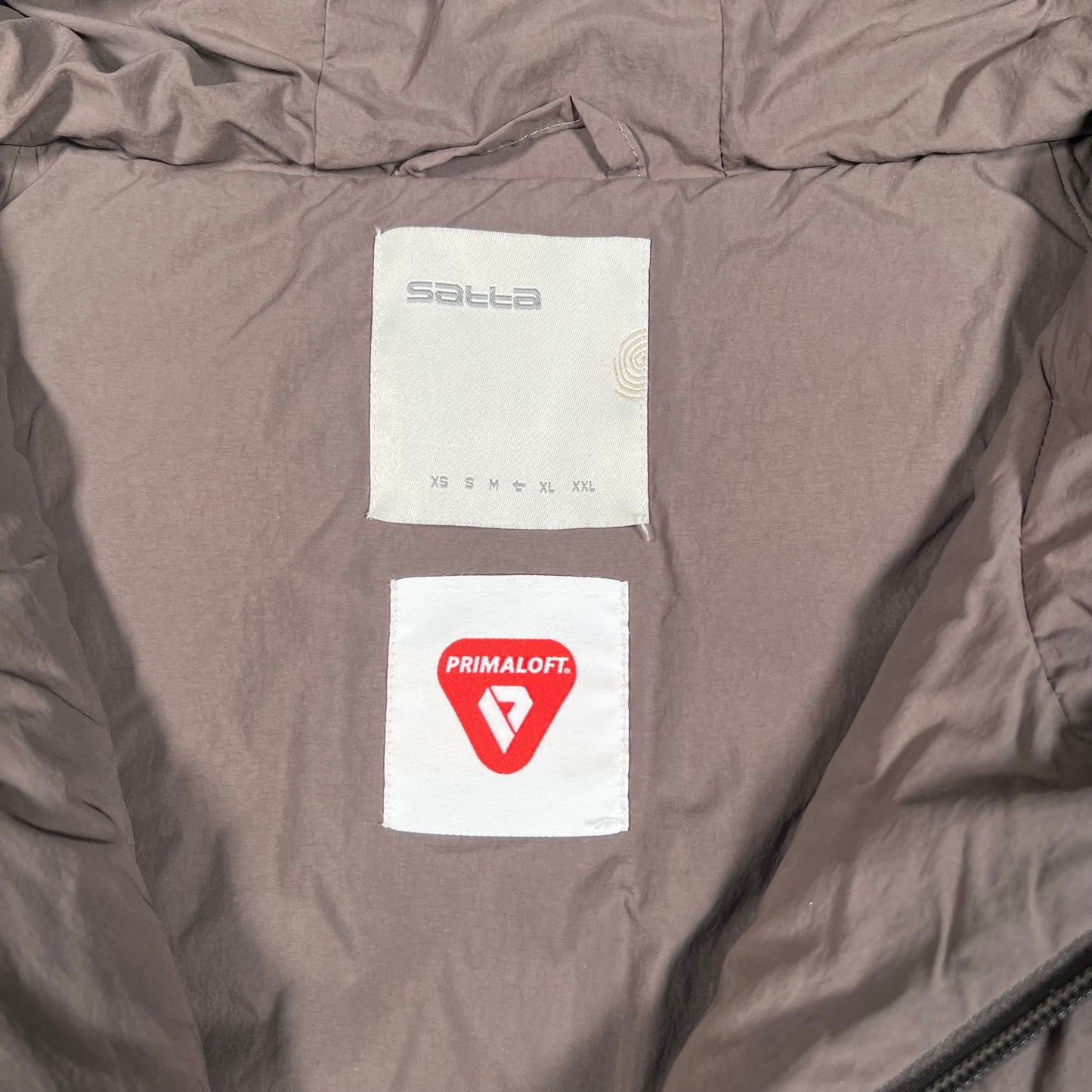Satta Mauve Primaloft Hooded Down Jacket Size Large USED