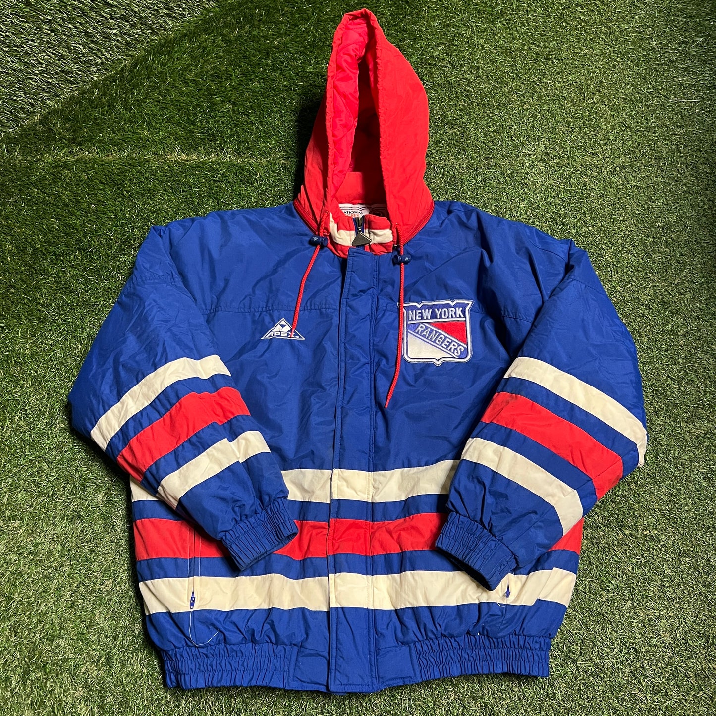 1990s NY Rangers Apex Puffy Blue Jacket Size Large USED v15908