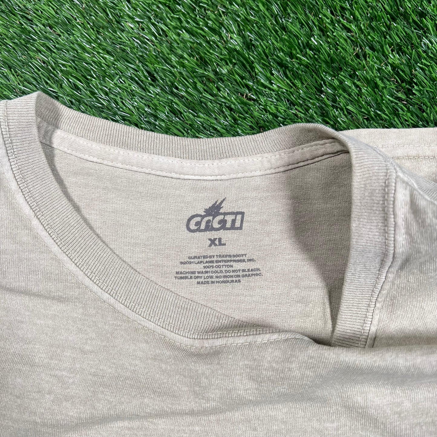 Travis Scott Olive Green Cacto Spike Tee Size XL USED x15563