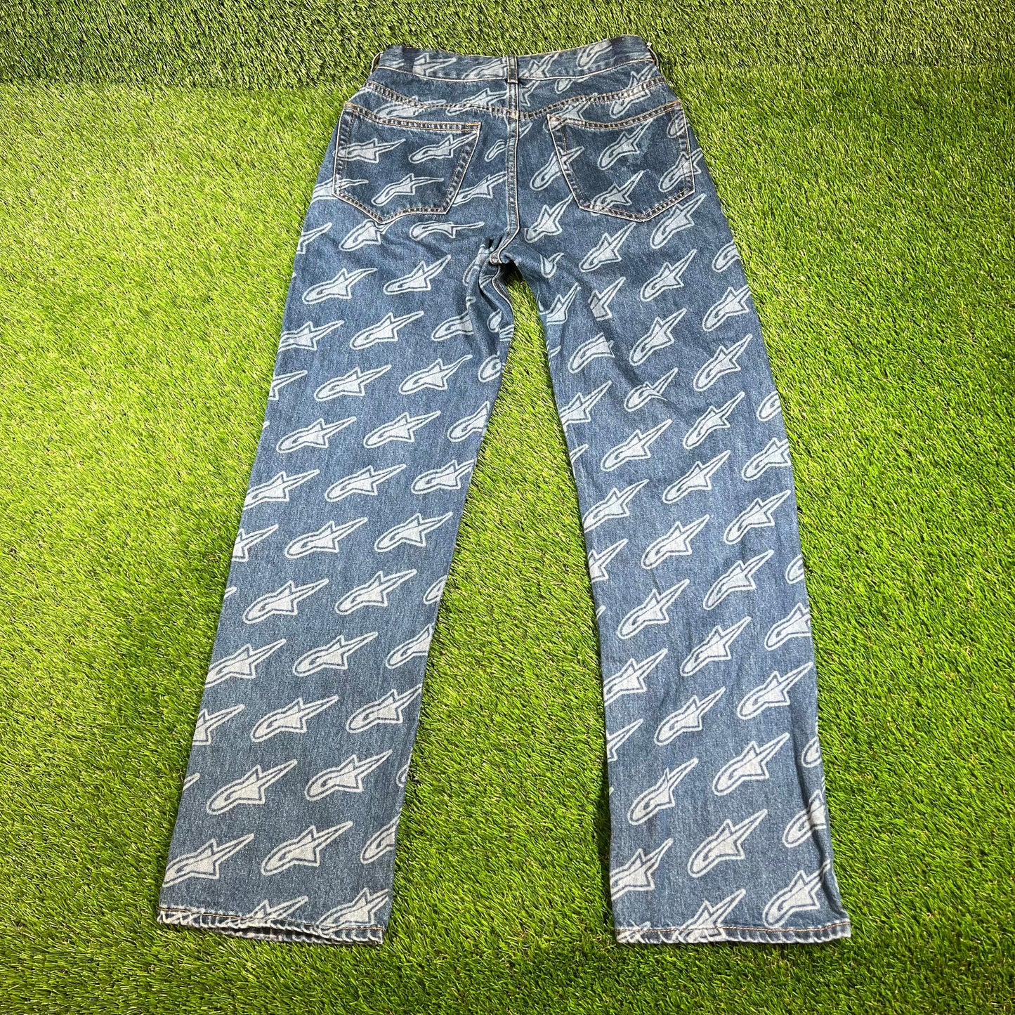 Cold Wash By Matty Stwd AOP Denim Blue Jeans Size Large USED x14461
