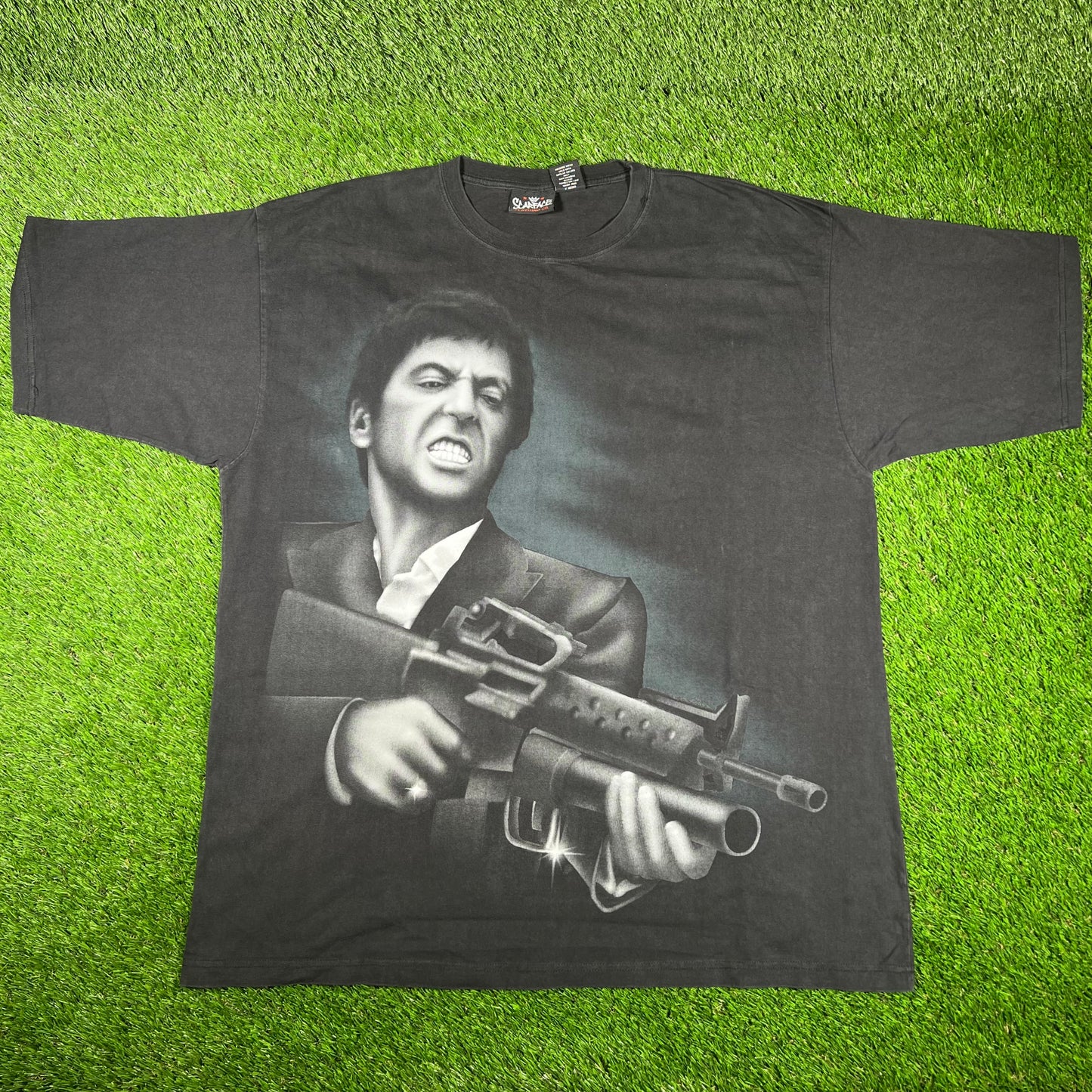 Y2K Scarface Tony Shooting Black Tee Size XXL USED v16755