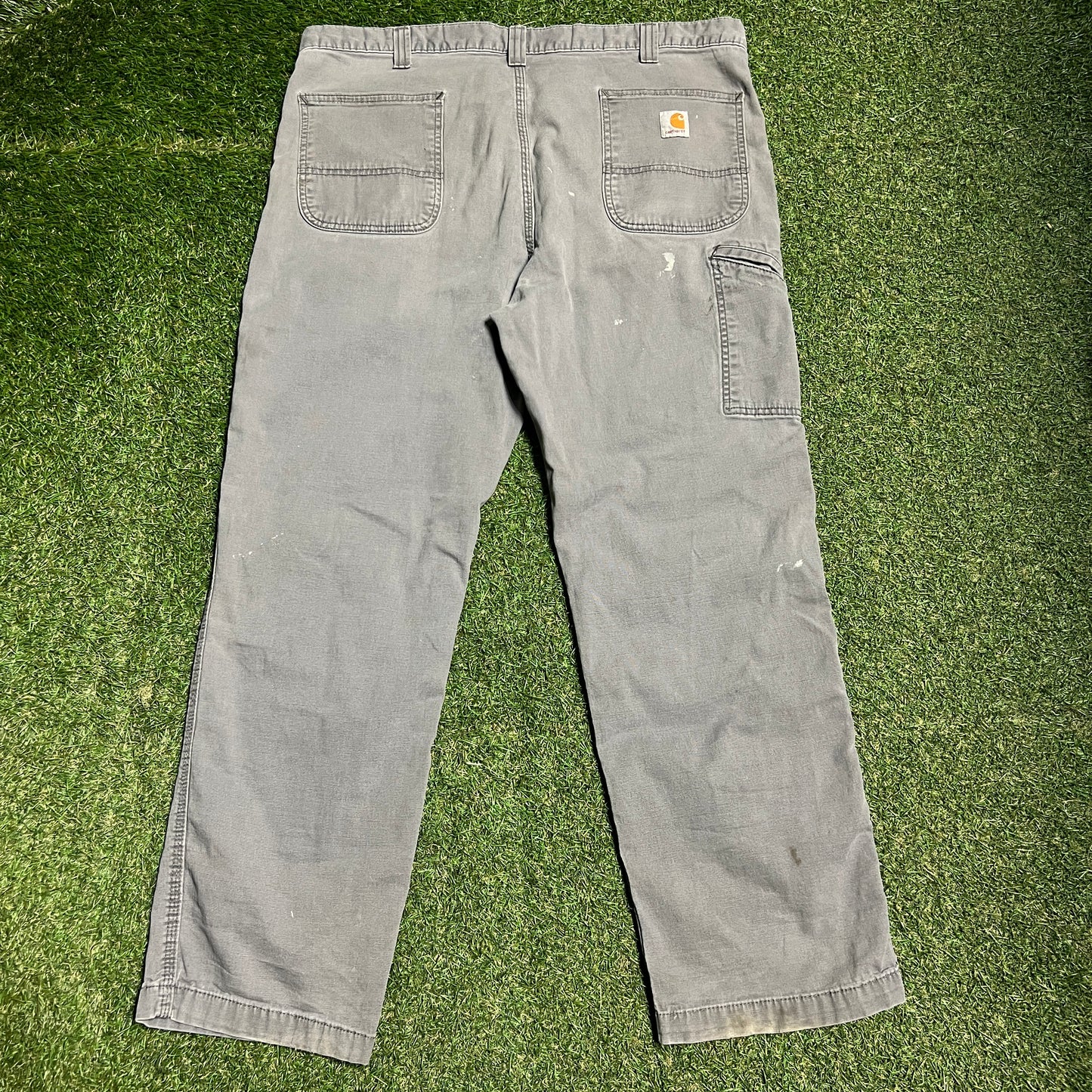 Carhartt Washed Grey Work Pants Size 40x30 USED v16374