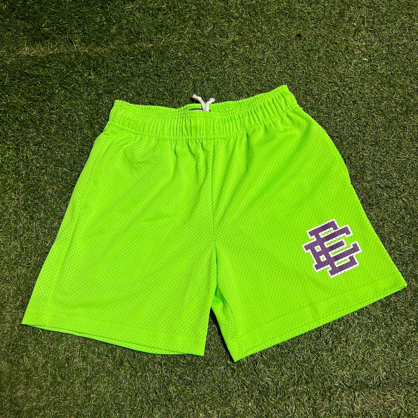 Eric Emanuel Purple Logo Green Shorts Size Small NEW x13455