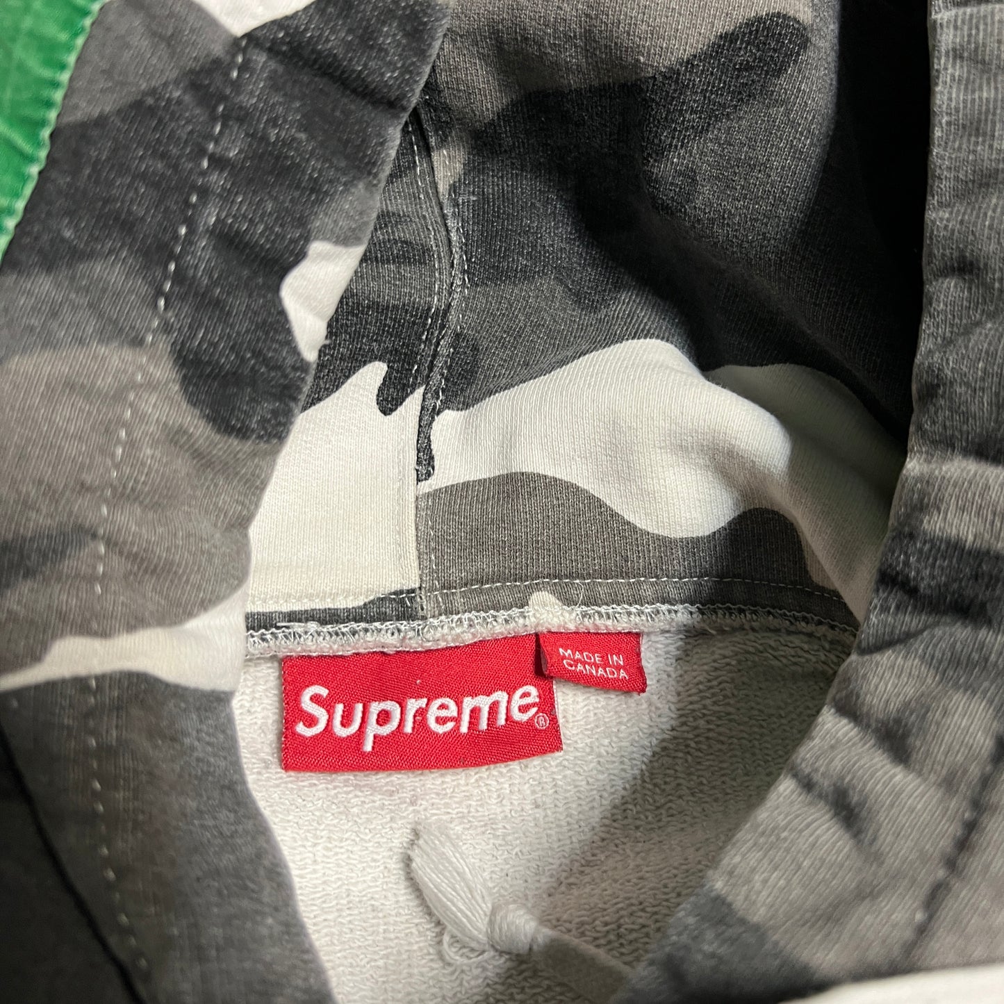 Supreme FW13 International Flags Grey Camo Hoodie Size Medium USED x13826