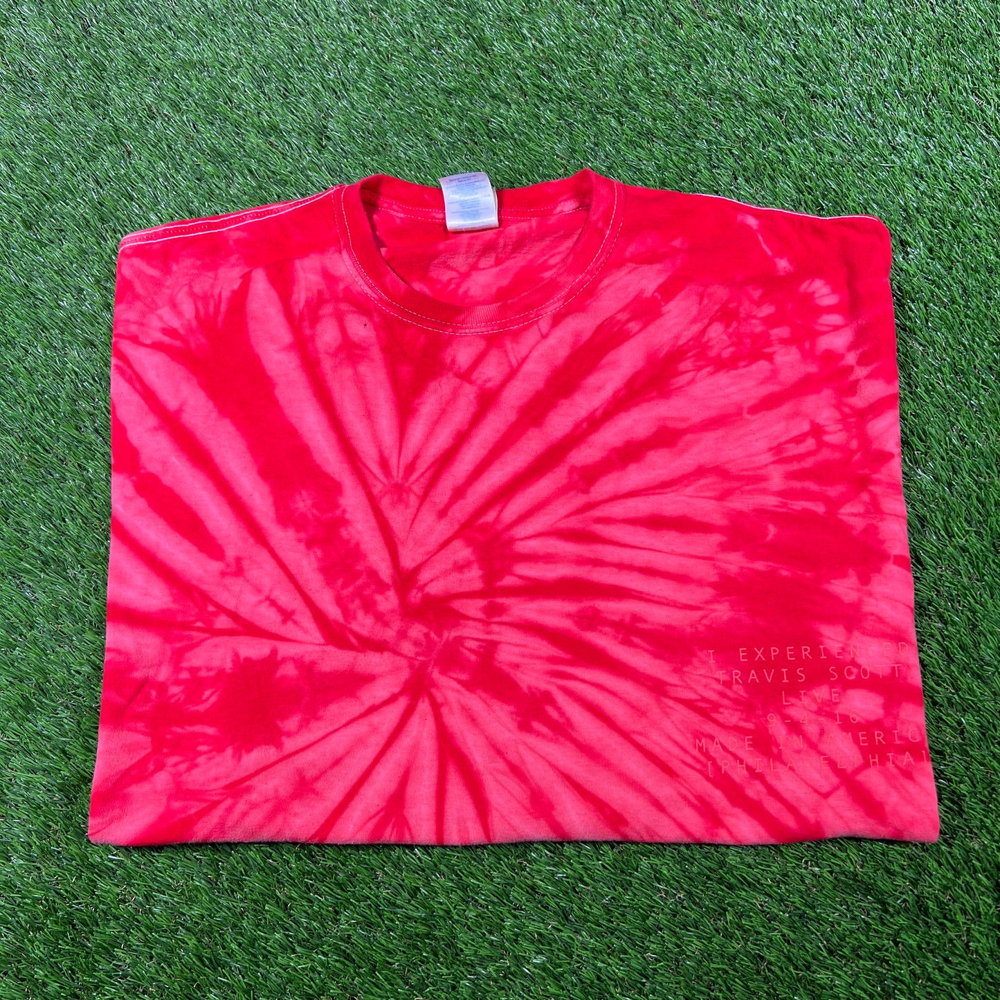 Travis Scott "Made in America" Red Tie Dye Tee Size XXL USED x14759