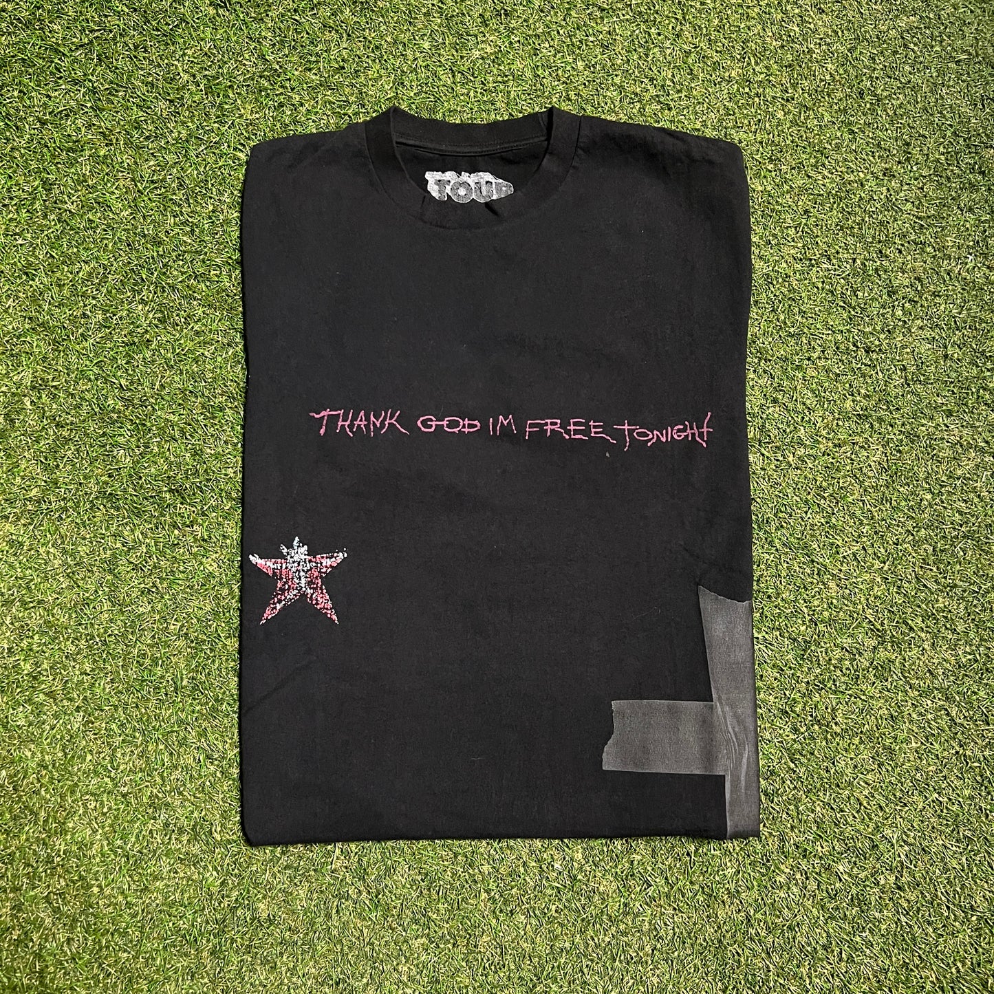 Travis Scott Utopia Thank God Im Free Tonight Black Tee Size Large USED x13632
