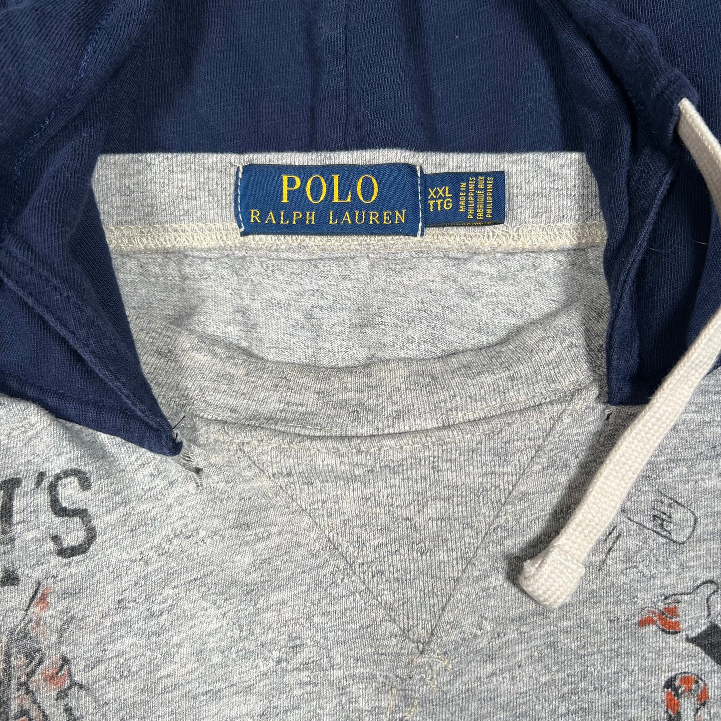 Polo Ralph Lauren Sketching Light Grey Hoodie Size XXL USED v18943