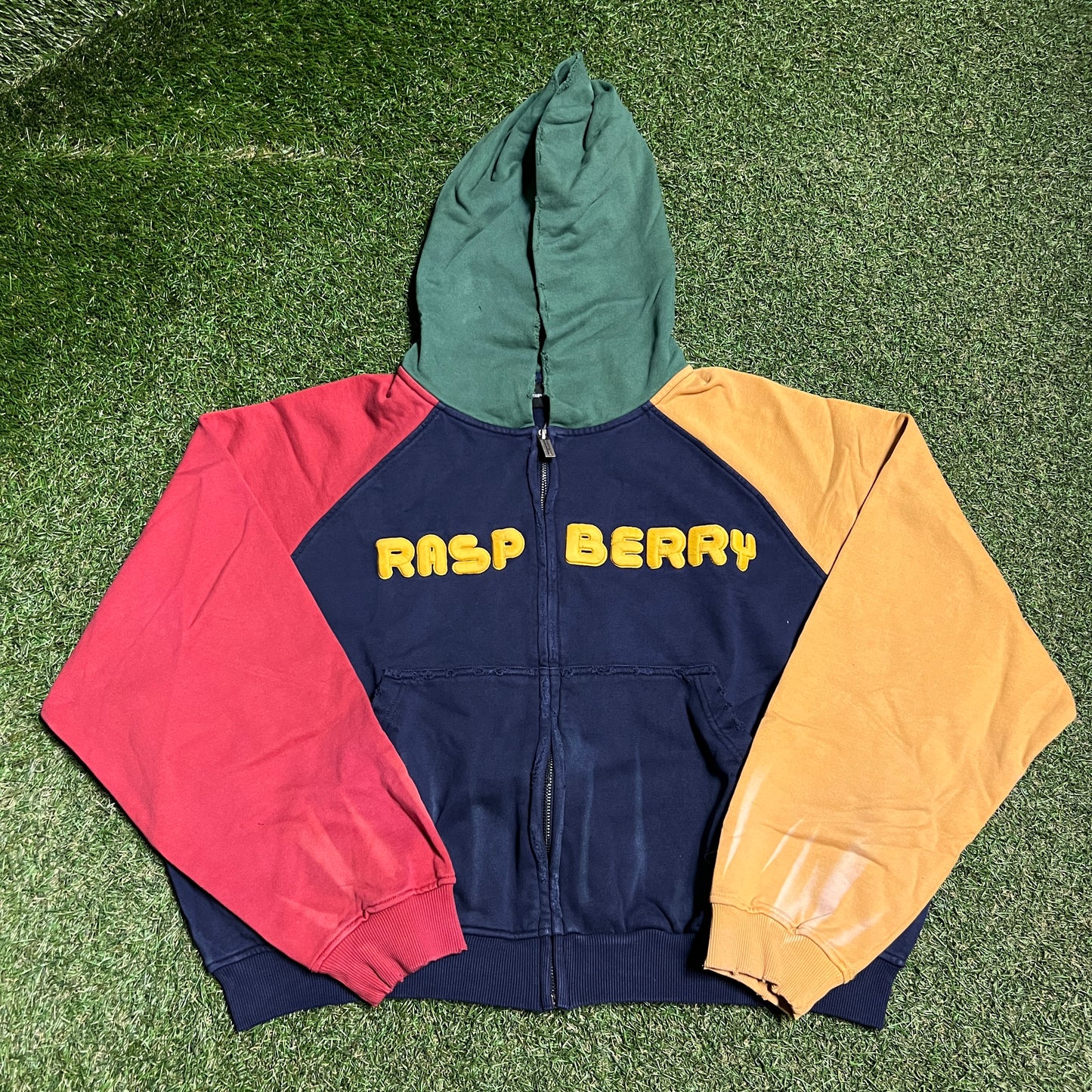 GV Gallery Raspberry Color Block Zip Up Navy Hoodie Size Medium NEW x13960