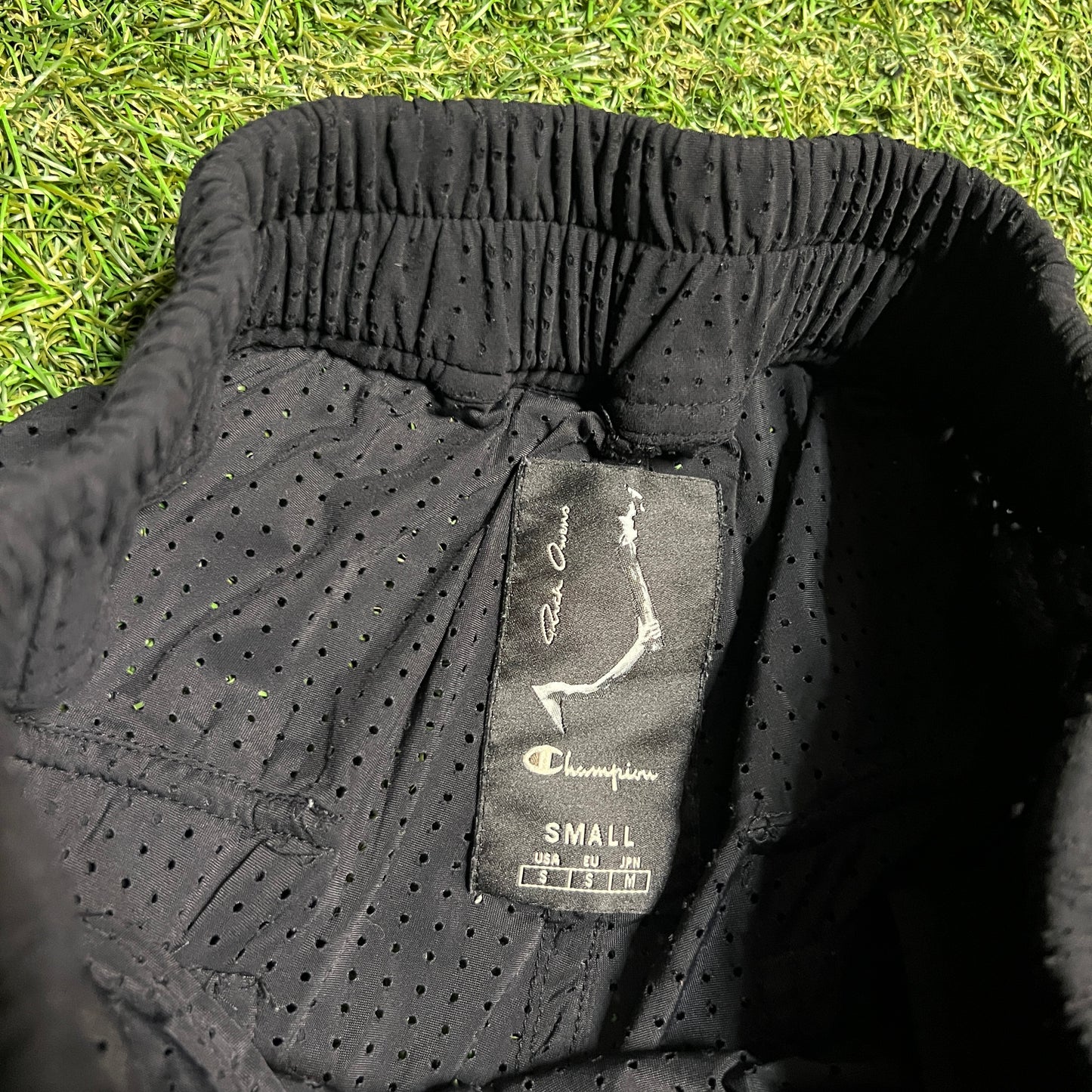 Rick Owens Champions Stitched Black Mesh Shorts Size Small USED x13725