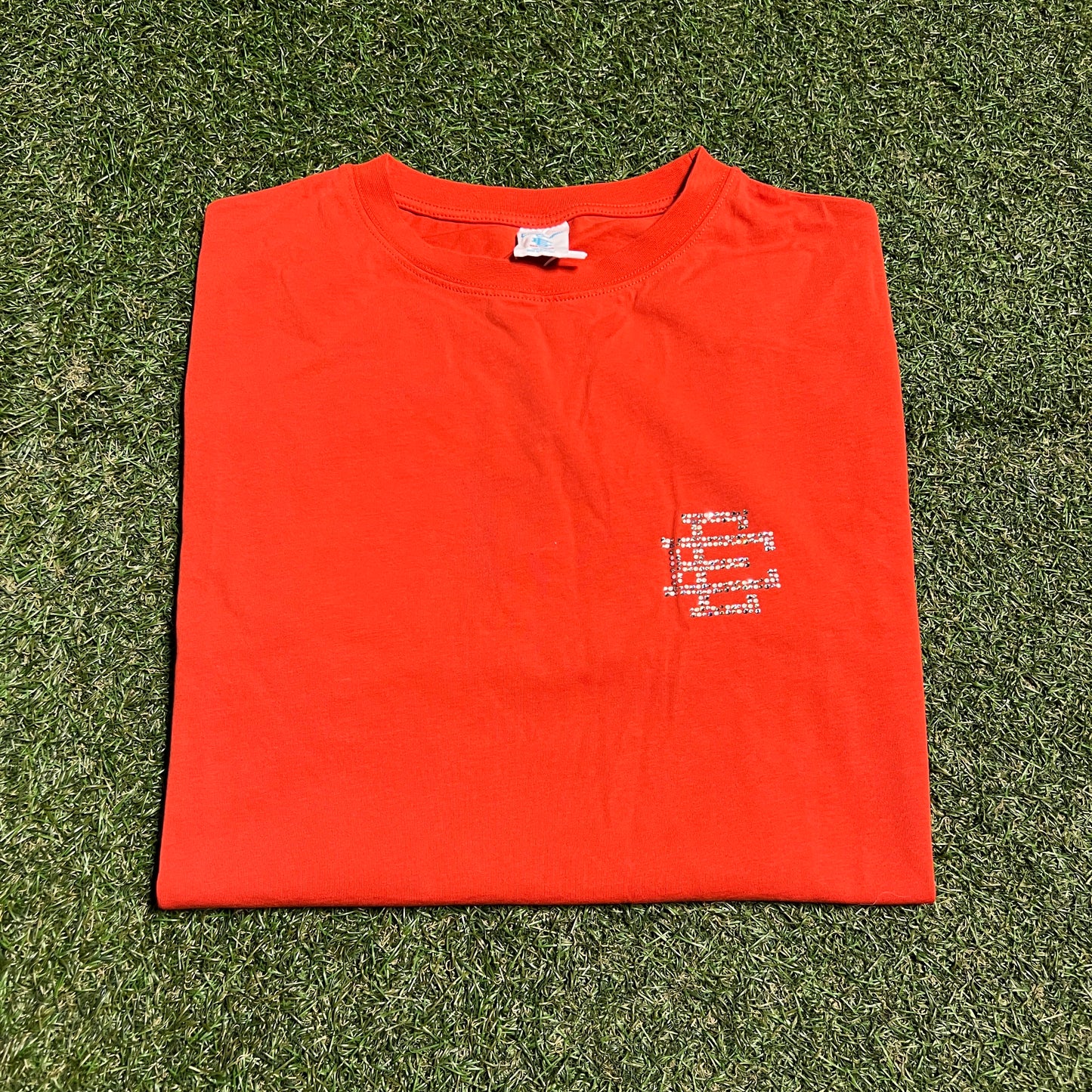 Eric Emanuel Swarovski Crystals Orange Tee Size Medium NEW x14083