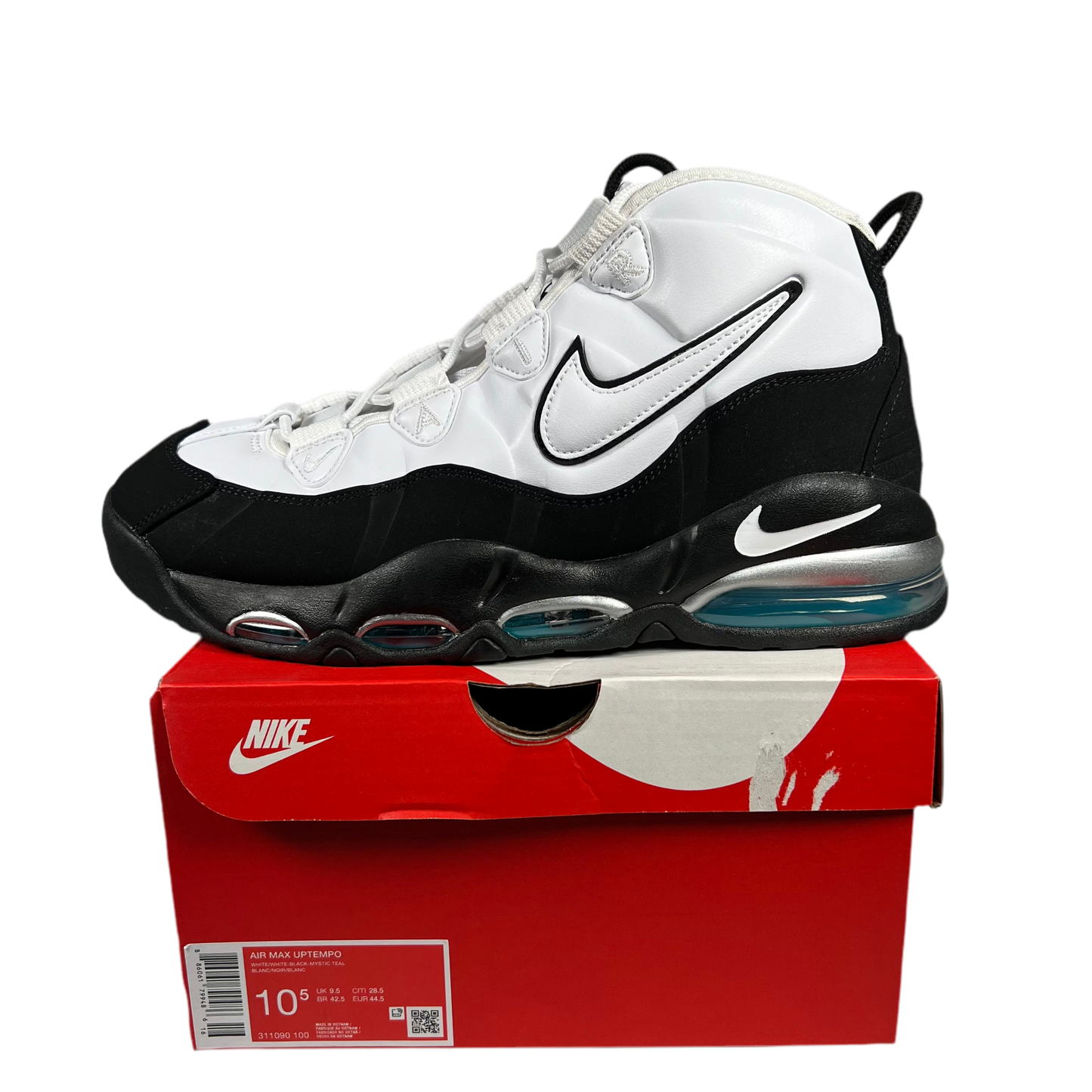 Nike Air Max Uptempo 95 White Black Teal (2019) Size 10.5 USED s17851