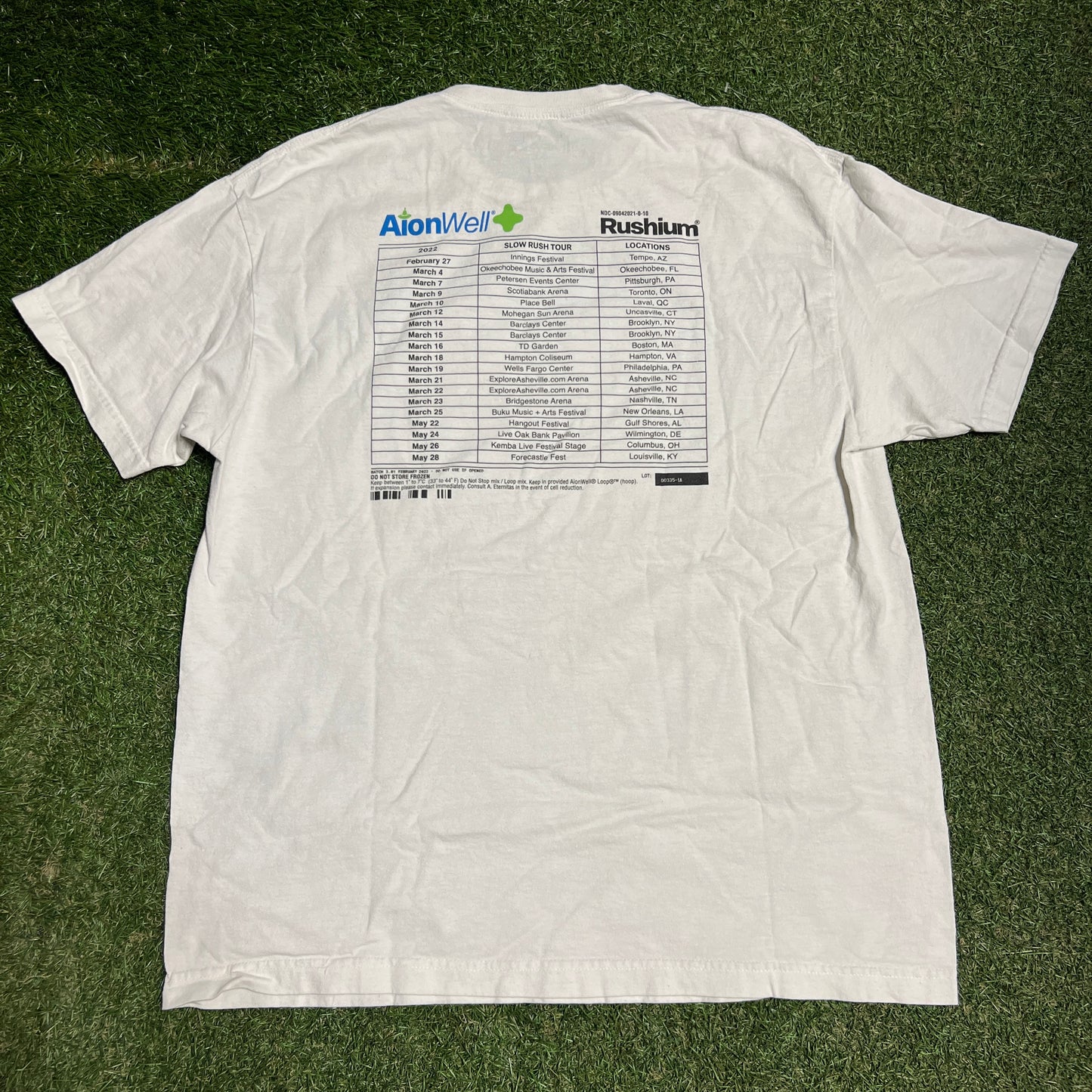 Tame Impala Rushium Tour White Tee Size XL USED v15692