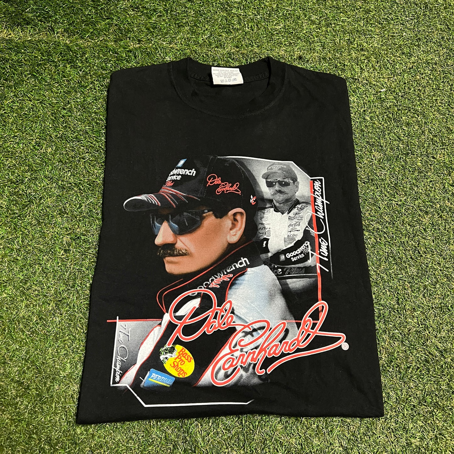 Chase Authentics Dale EarnHardt Bass Pro Black Tee Size Large USED v15969
